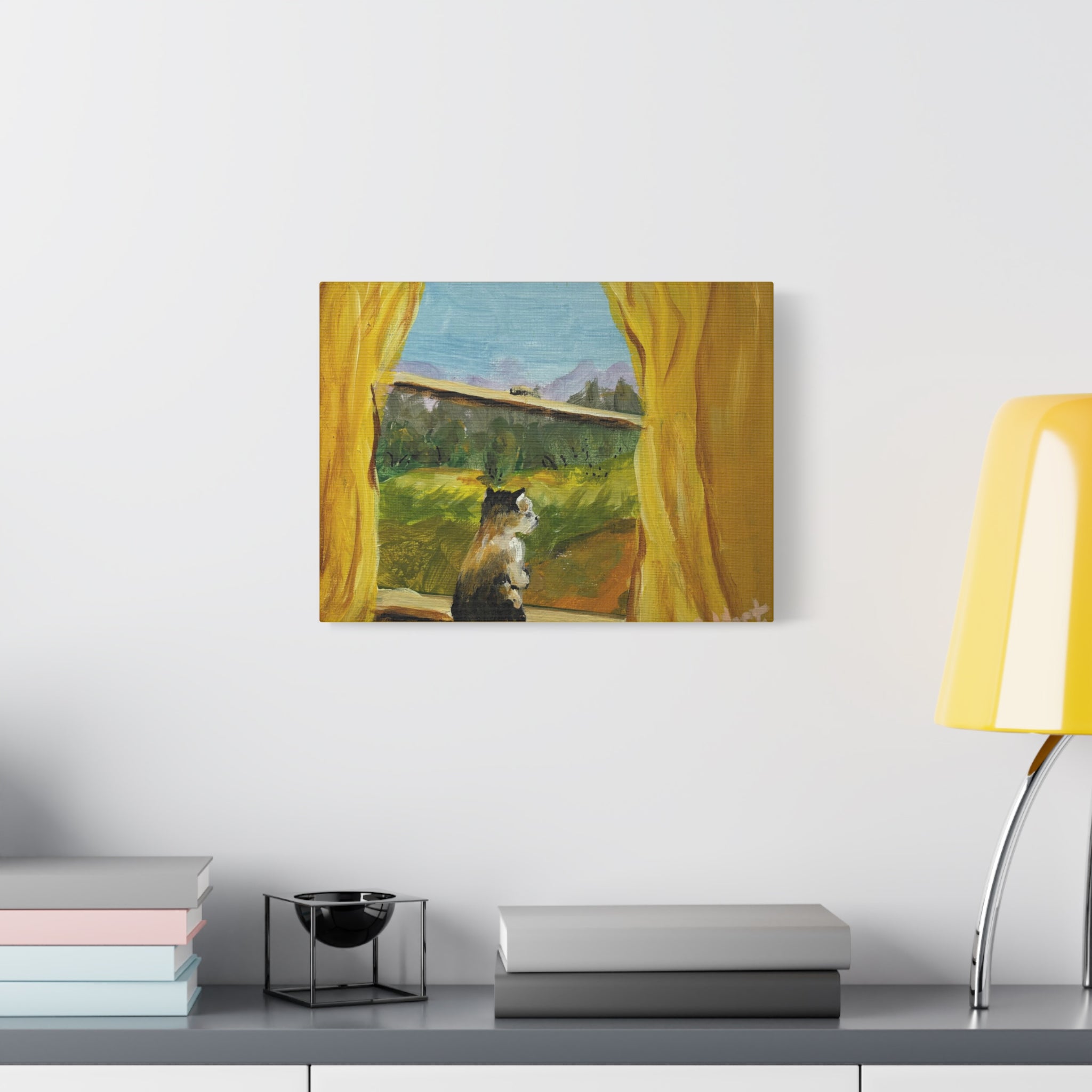 Thinking Cat - Matte Canvas Wall Art (Stretched 1.25")