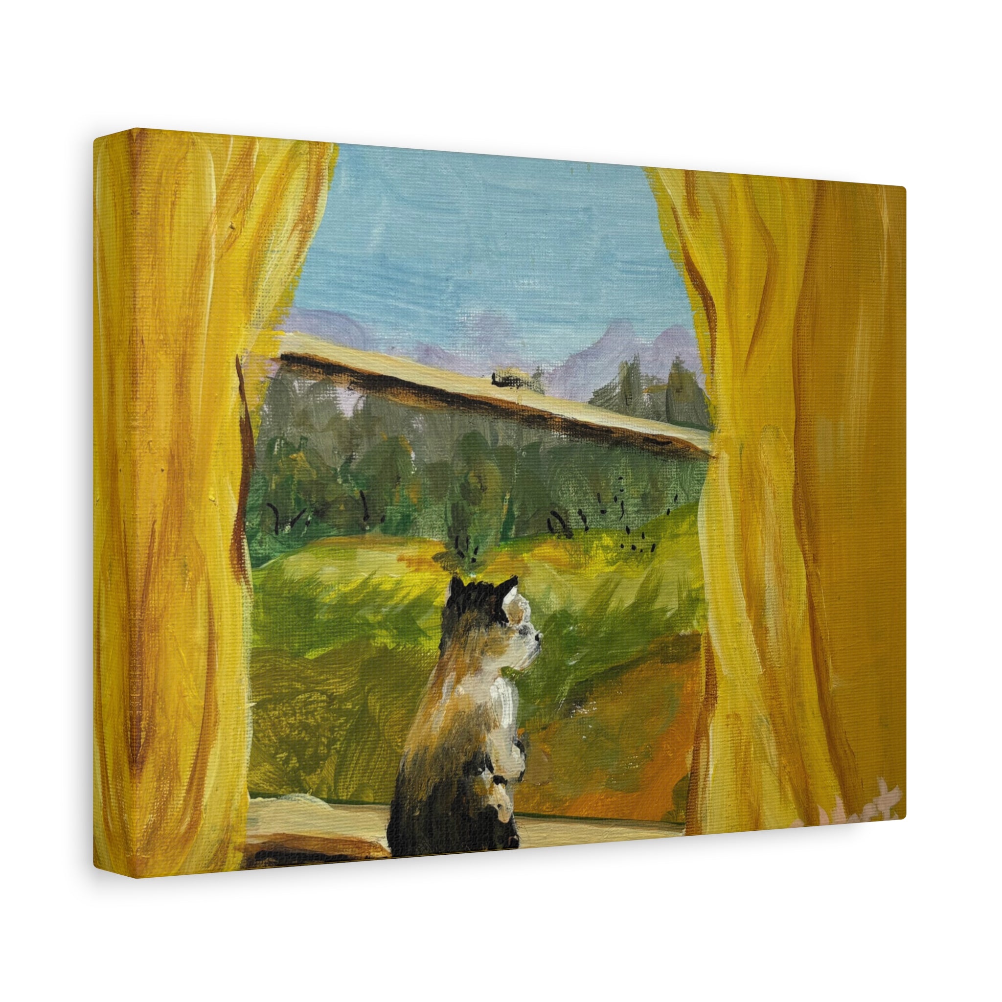 Thinking Cat - Matte Canvas Wall Art (Stretched 1.25")