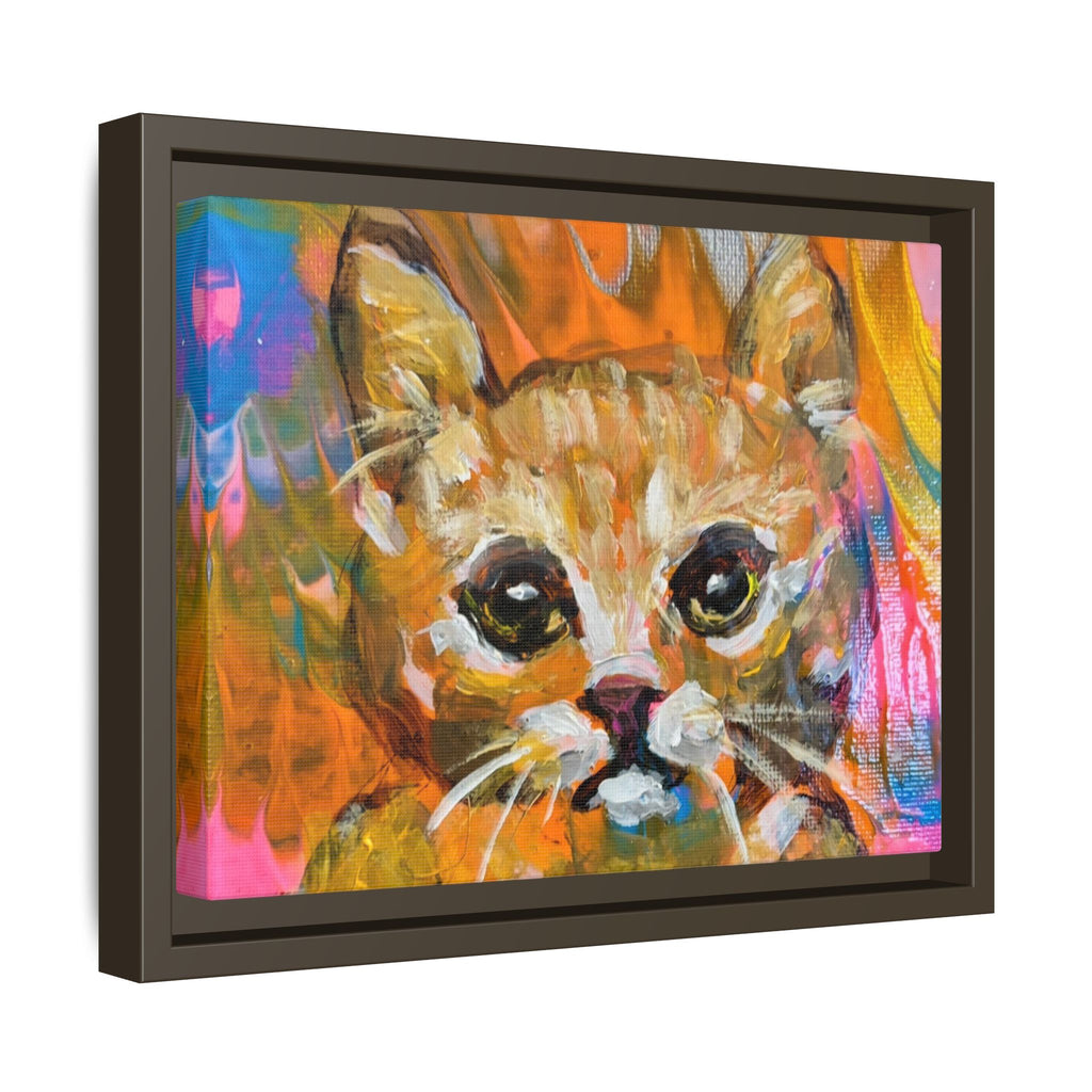 Framed Matte Canvas: Colorful Abstract Ginger Cat Wall Art