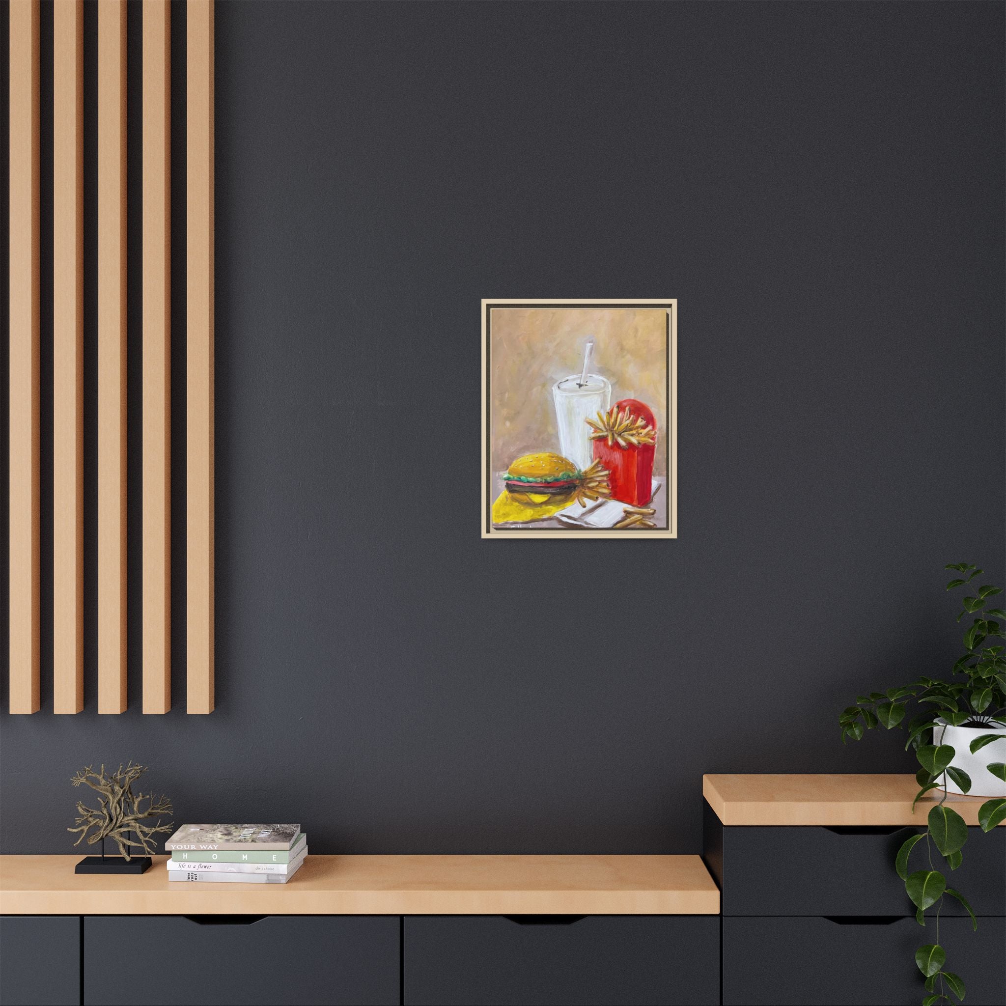 Fast Food Still Life Matte Canvas Framed Wall Art