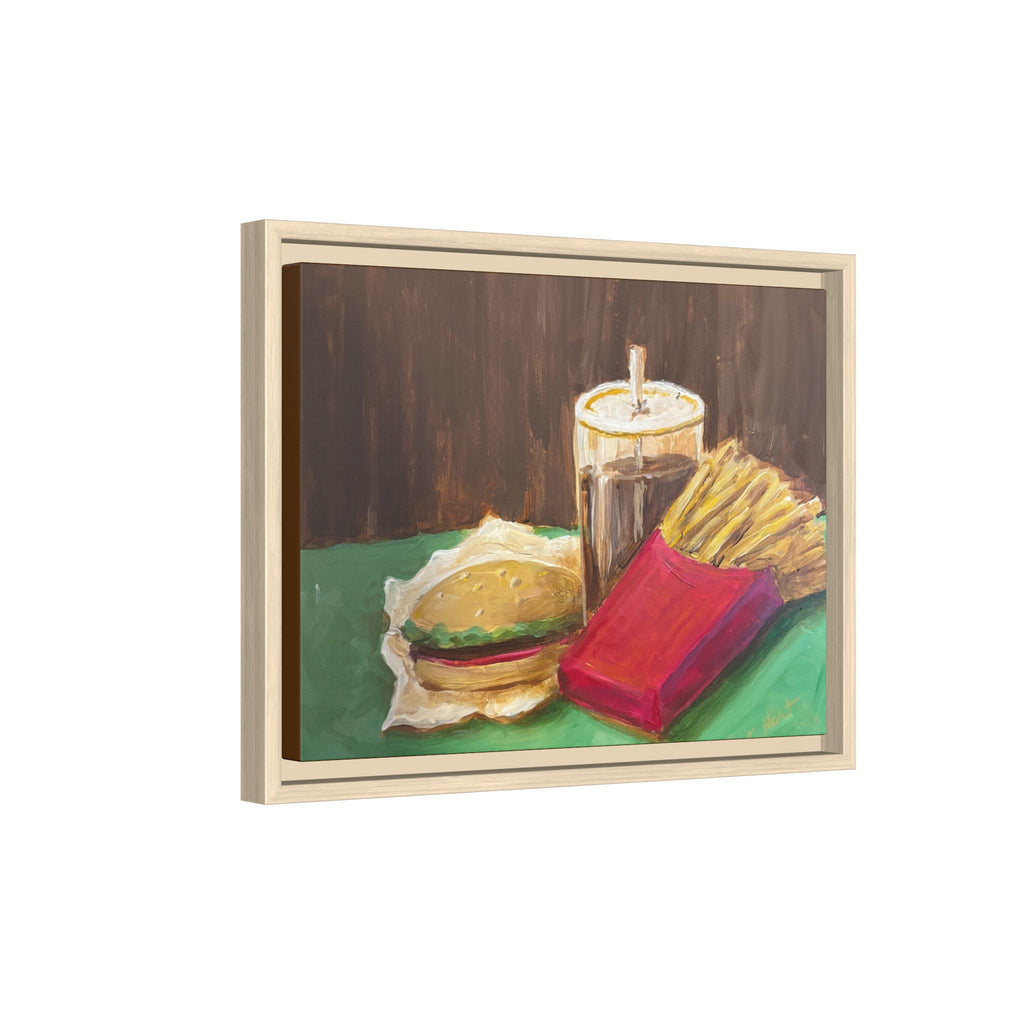 Burger and Fries Matte Canvas, Framed (Multi-color)