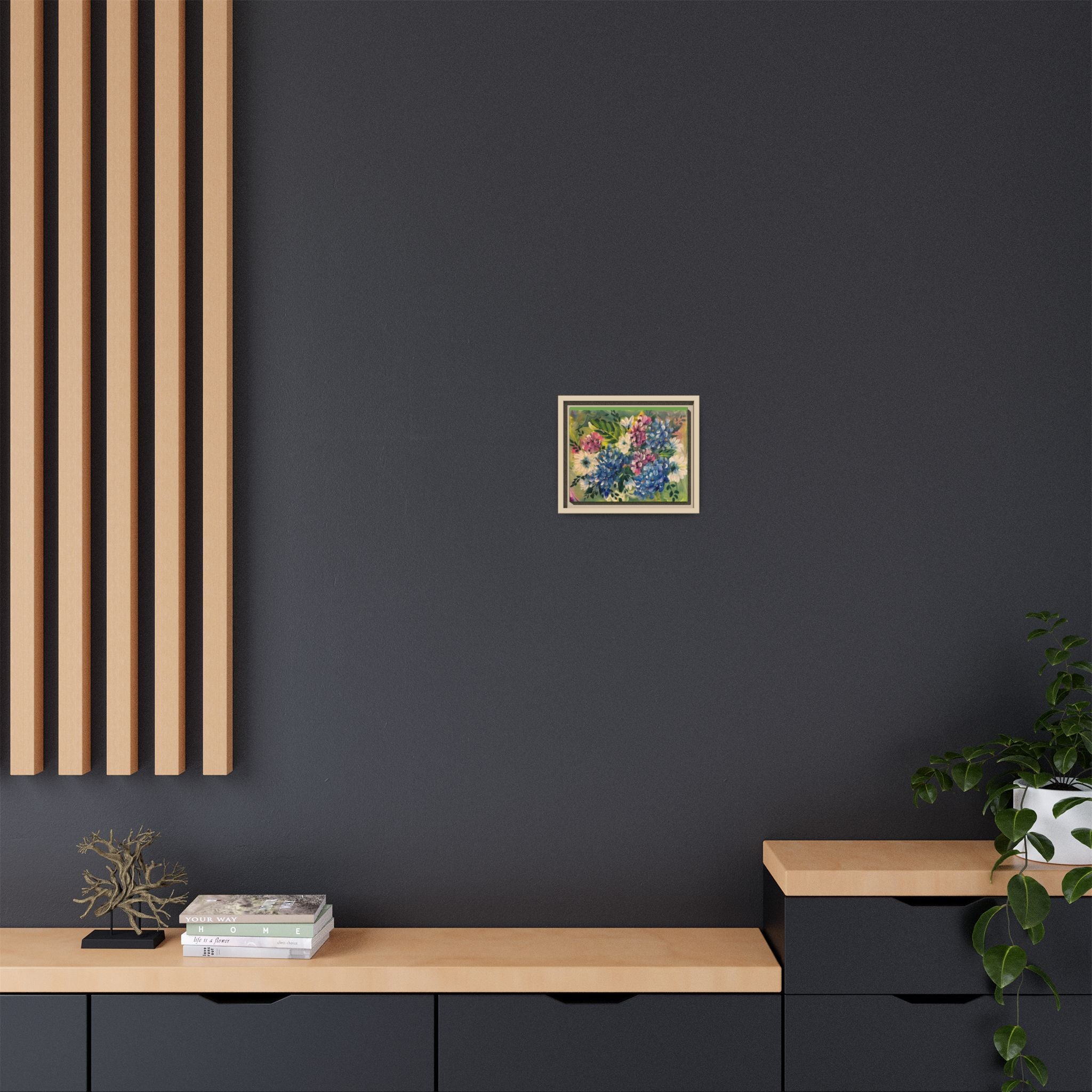 Floral Abstract Matte Canvas, Framed (Multi-color)