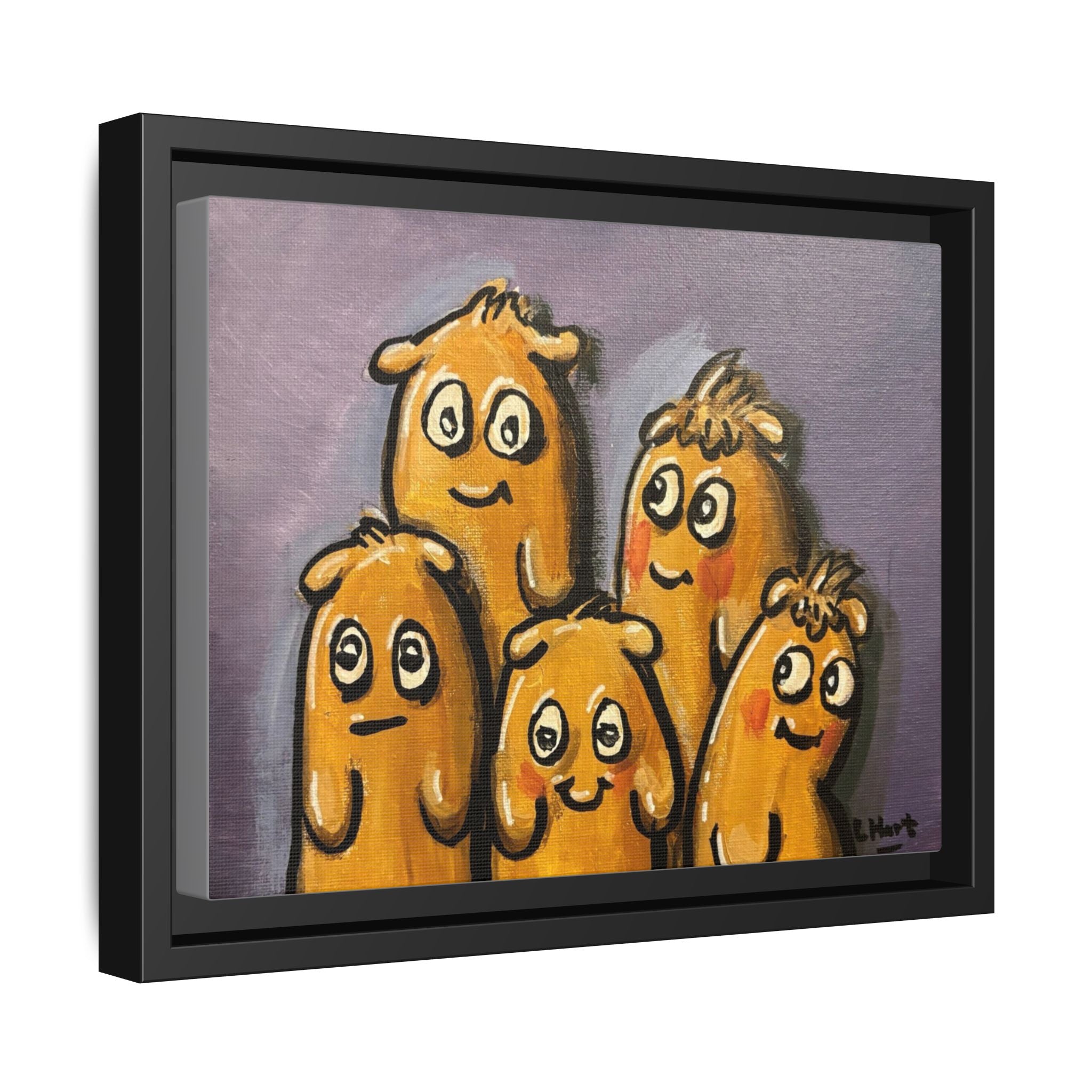 Whimsical Family Monsters Matte Canvas Framed Wall Art
