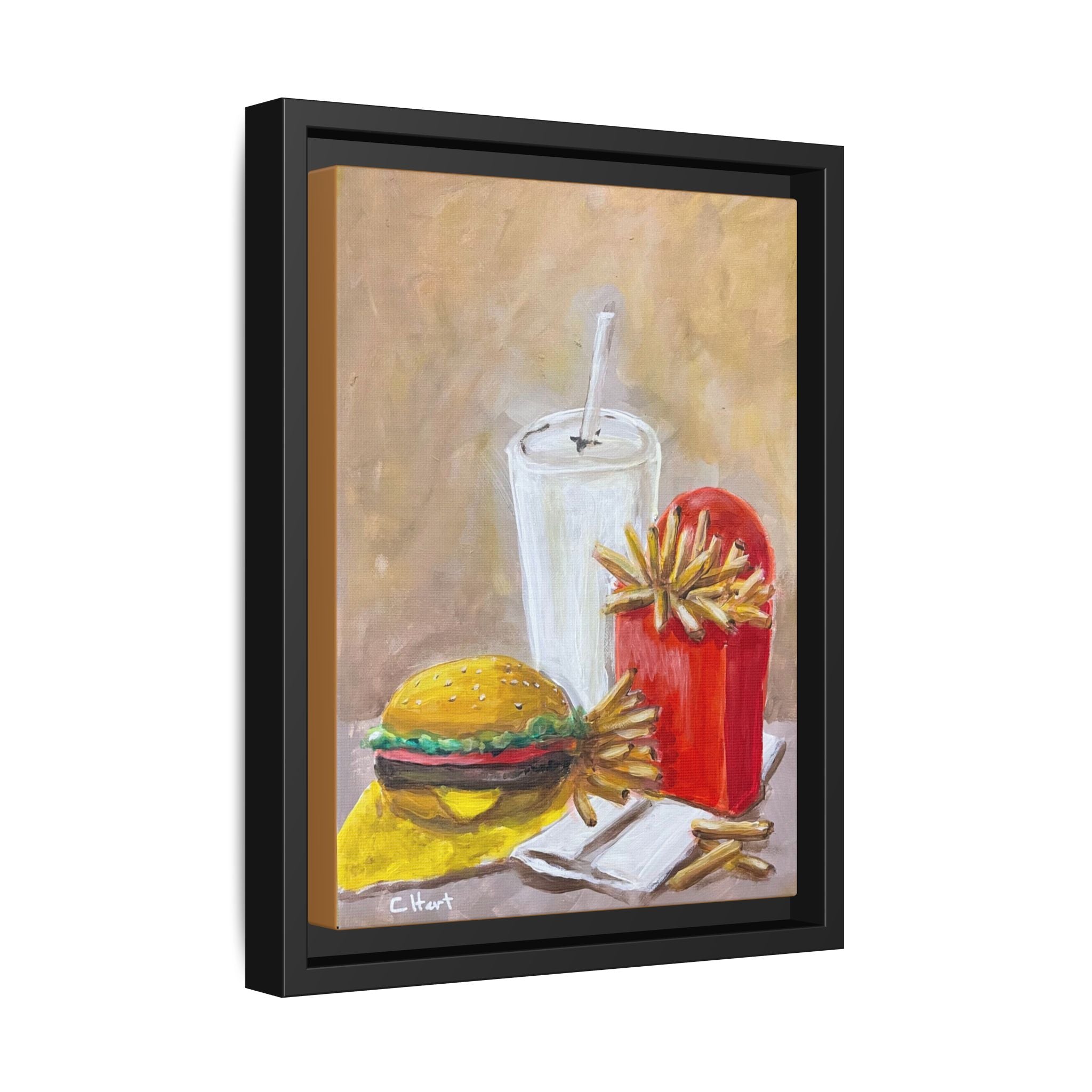 Fast Food Still Life Matte Canvas Framed Wall Art