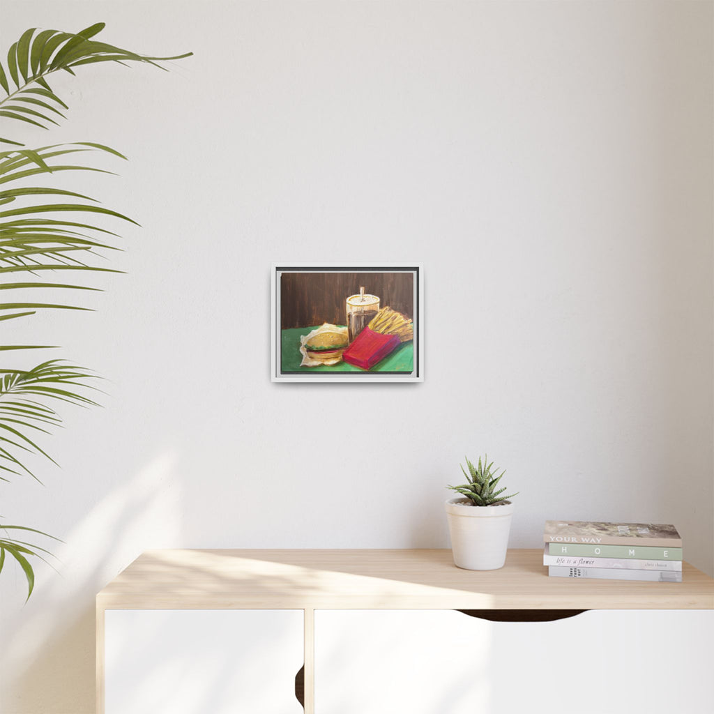 Burger and Fries Matte Canvas, Framed (Multi-color)