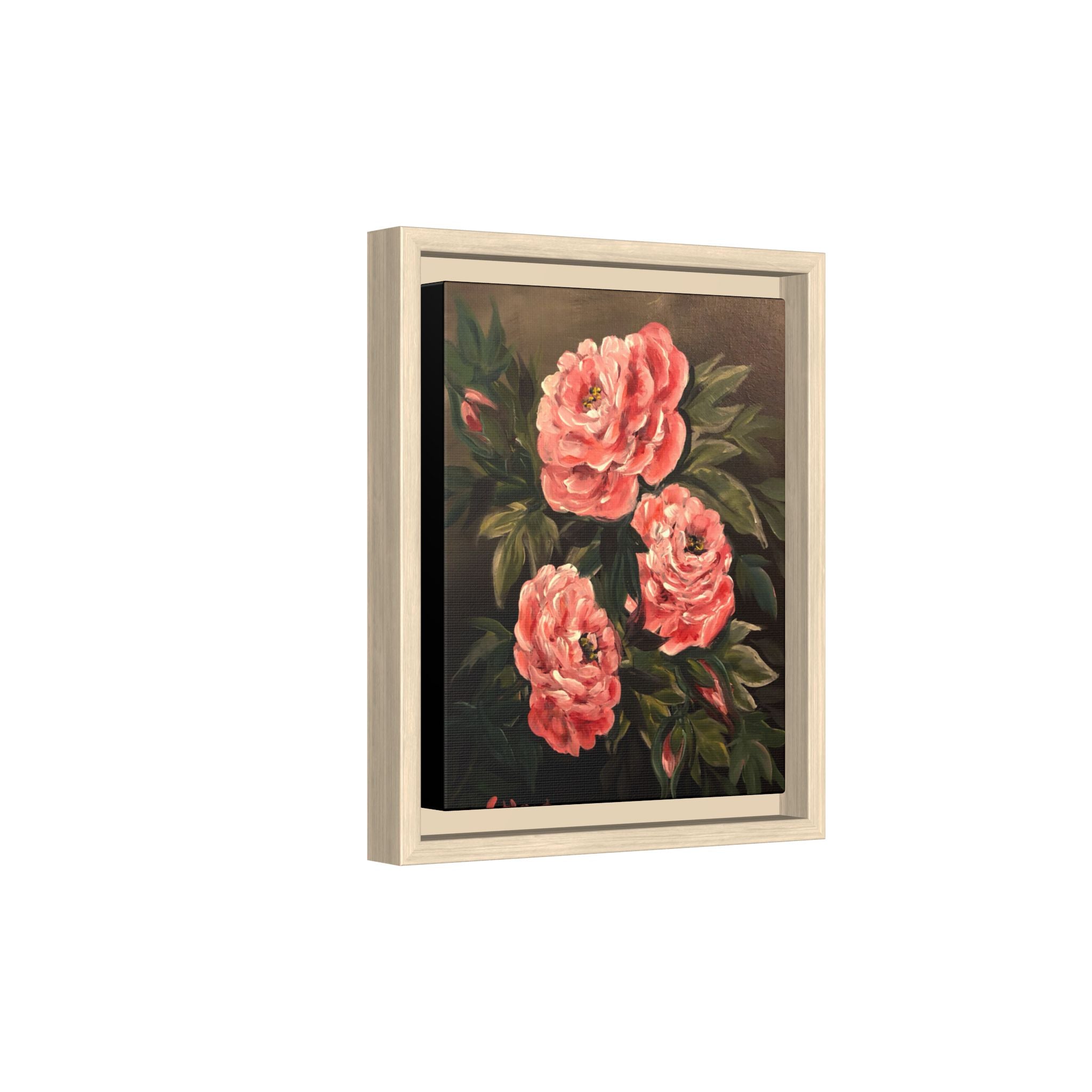 Framed Floral Canvas Art — Pink Peonies Matte Print