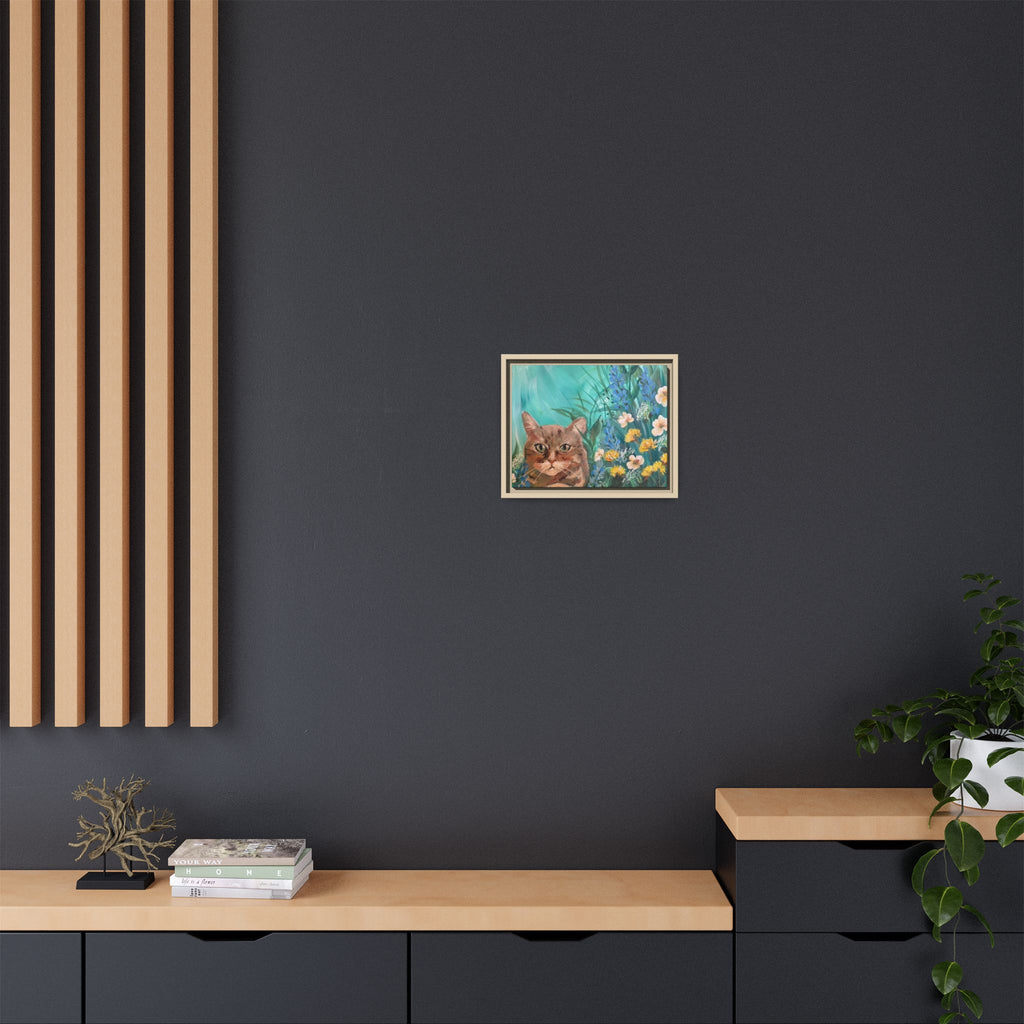 Framed Cat Portrait Canvas — Floral Wall Art