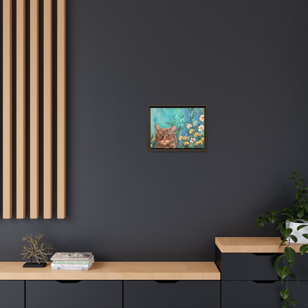 Framed Cat Portrait Canvas — Floral Wall Art