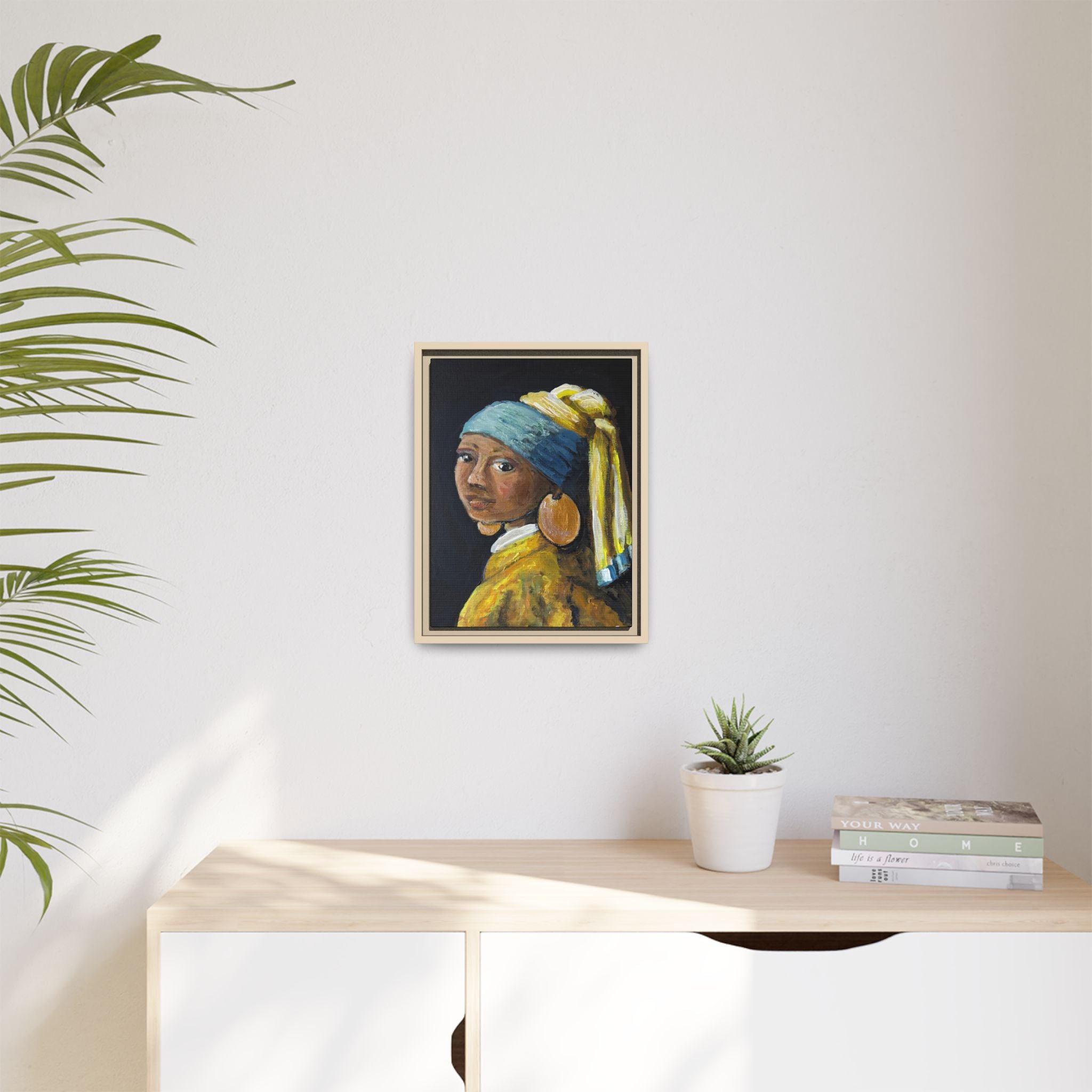 Girl with a Copper Earring, Framed Matte Canvas Print — new take on a classic.