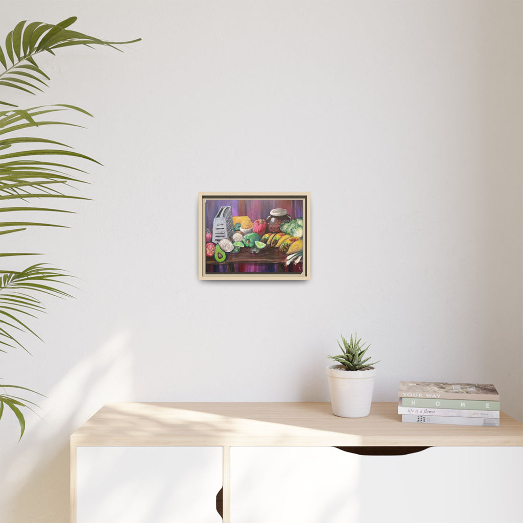 Taco Tuesday Framed Matte Canvas: Colorful Kitchen Still Life Painting