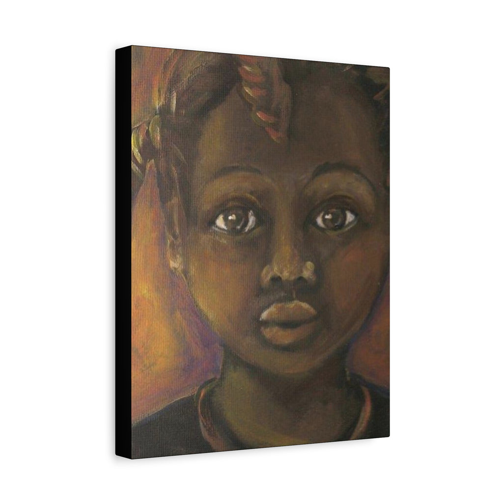 Afrocentric Portrait Matte Stretched Canvas – Soulful Child Face Wall Art