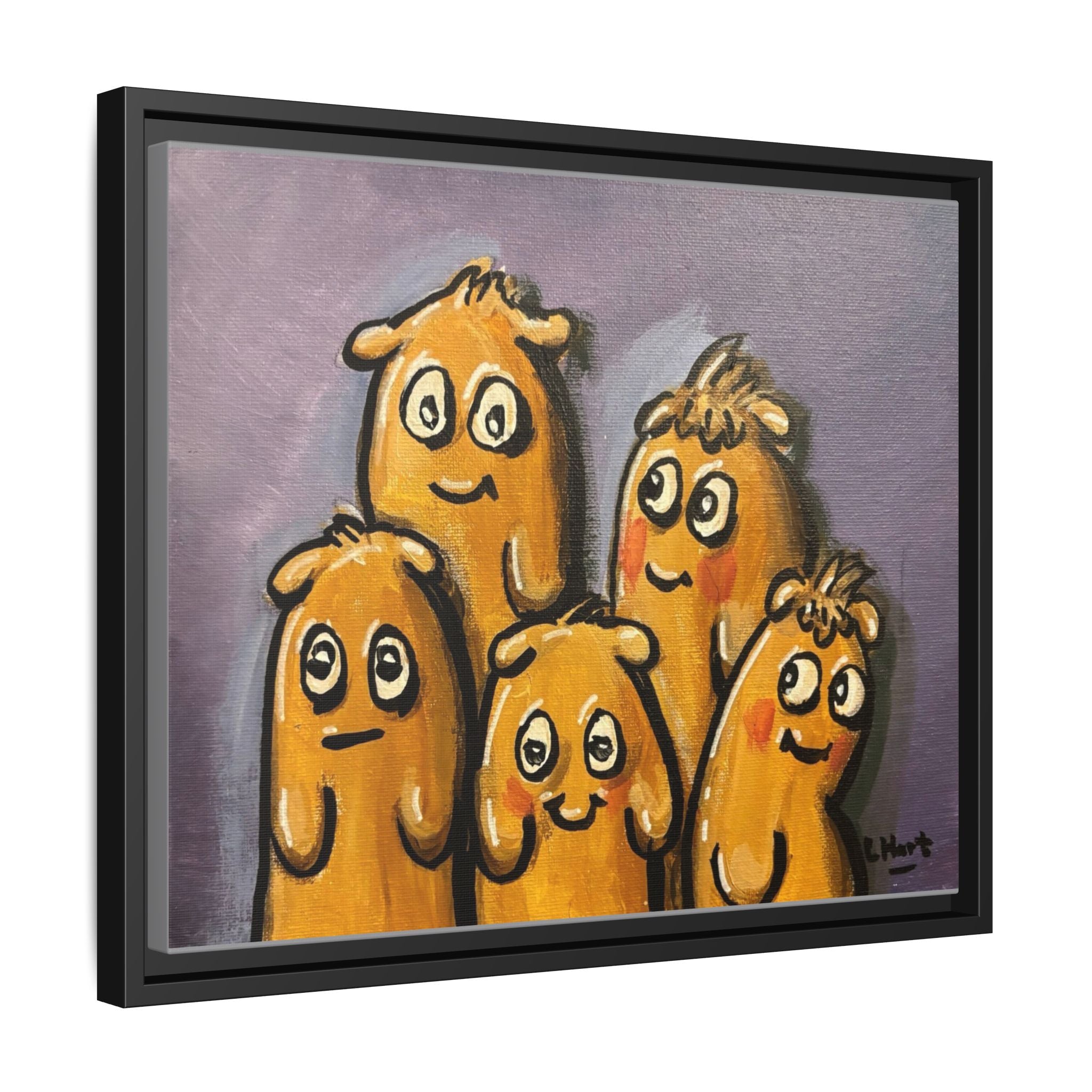 Whimsical Family Monsters Matte Canvas Framed Wall Art