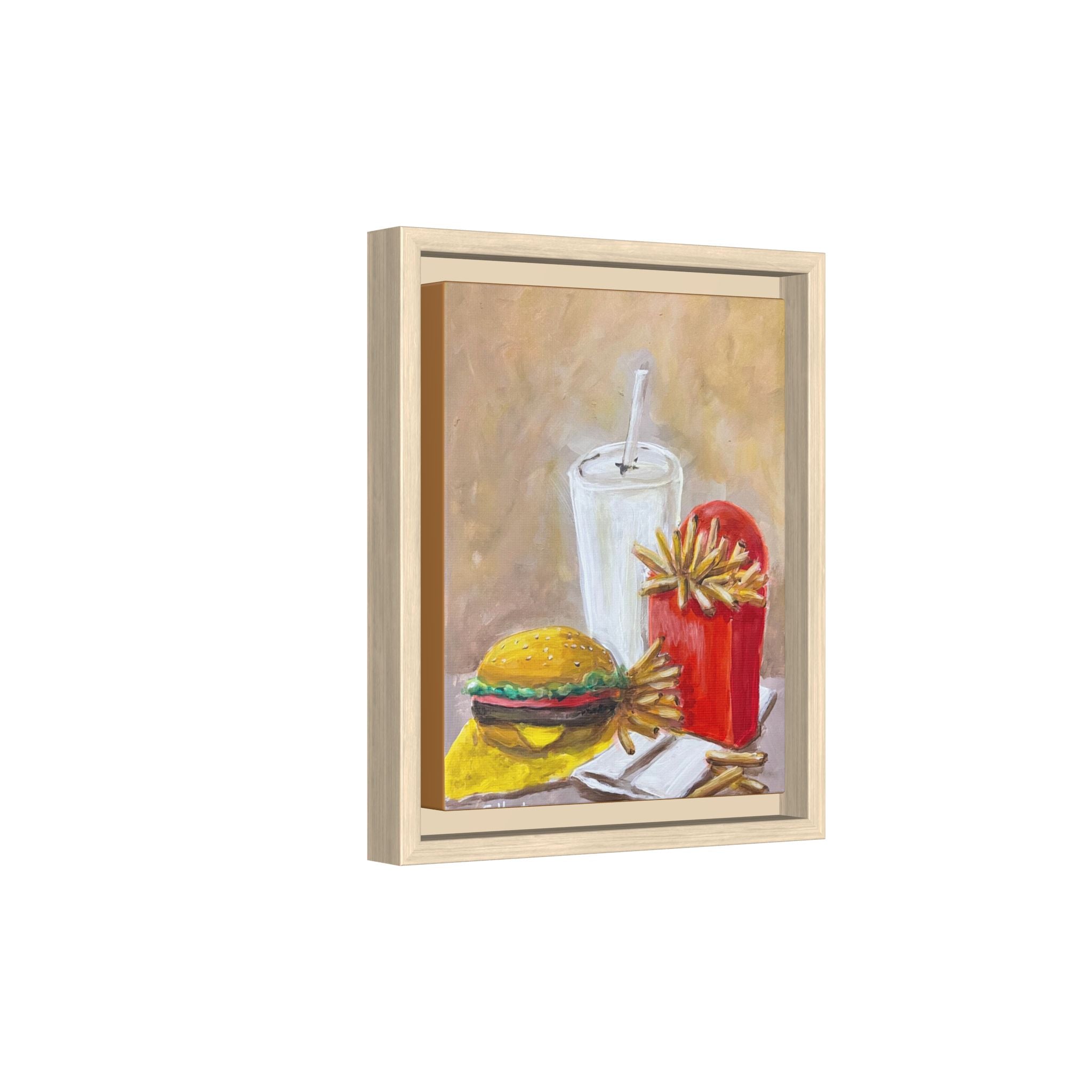 Fast Food Still Life Matte Canvas Framed Wall Art