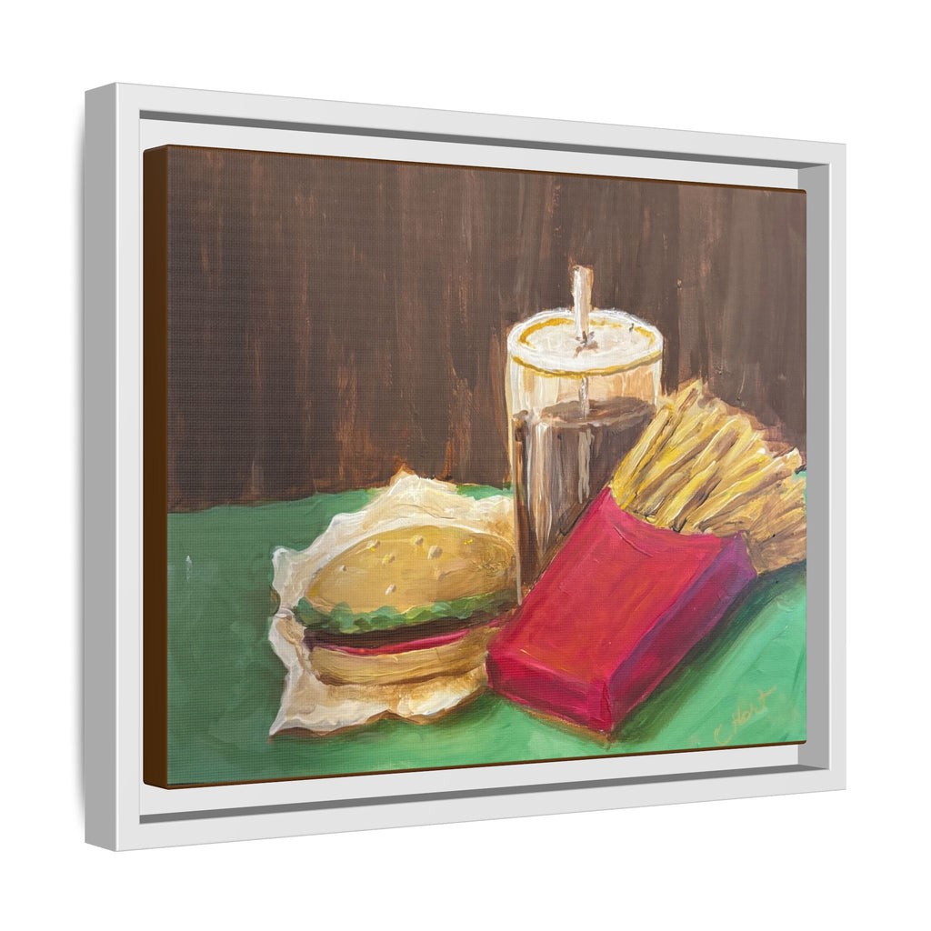 Burger and Fries Matte Canvas, Framed (Multi-color)