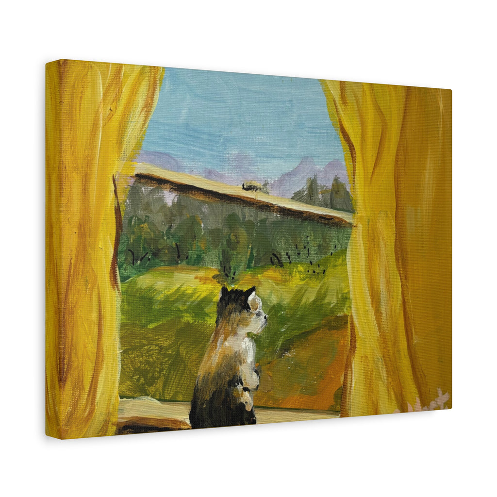 Thinking Cat - Matte Canvas Wall Art (Stretched 1.25")