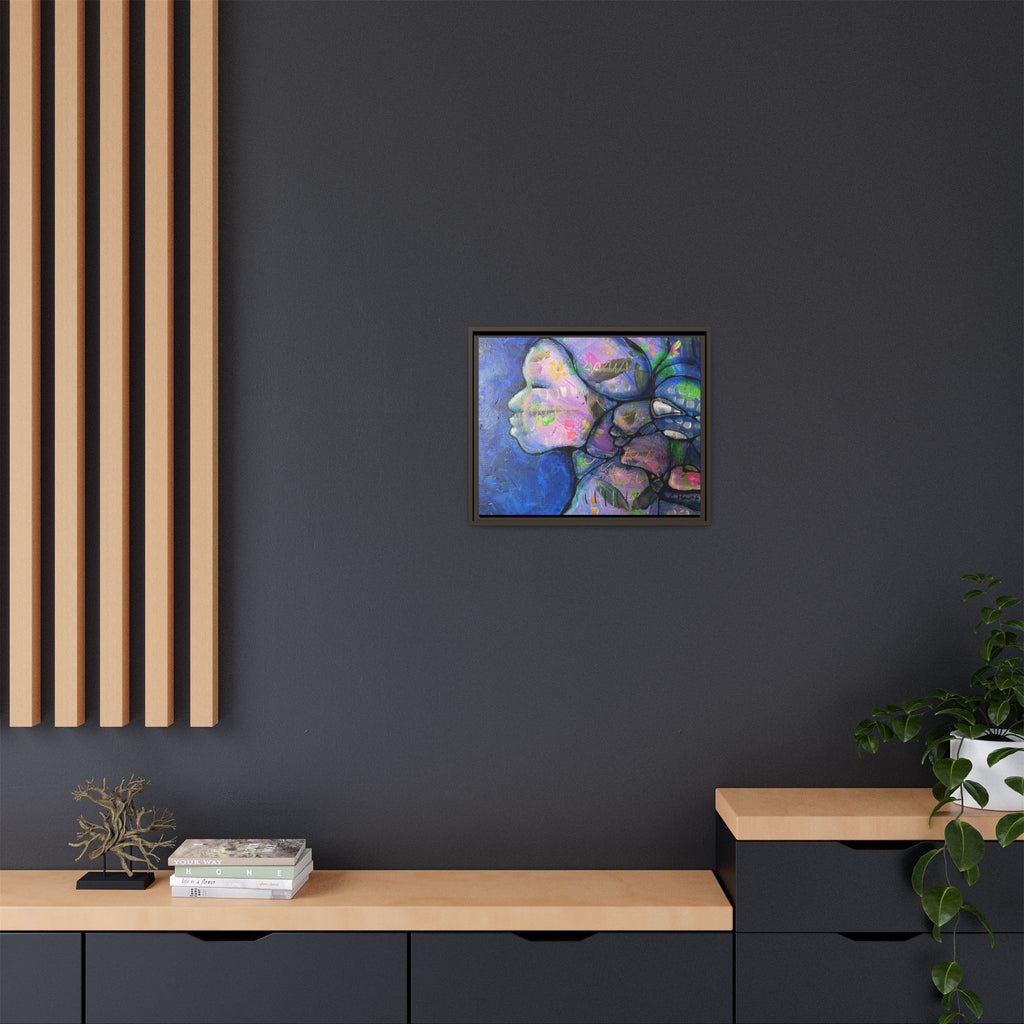 Abstract Woman Framed Matte Canvas Art — Colorful Abstract Profile Portrait
