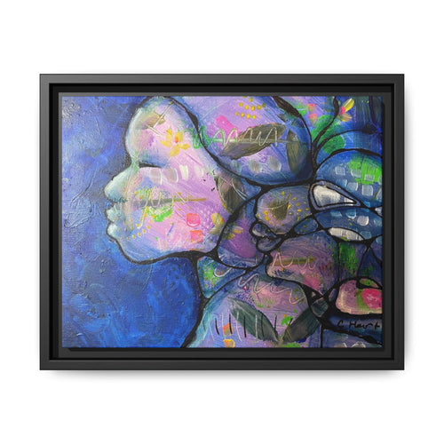 Abstract Woman Framed Matte Canvas Art — Colorful Abstract Profile Portrait