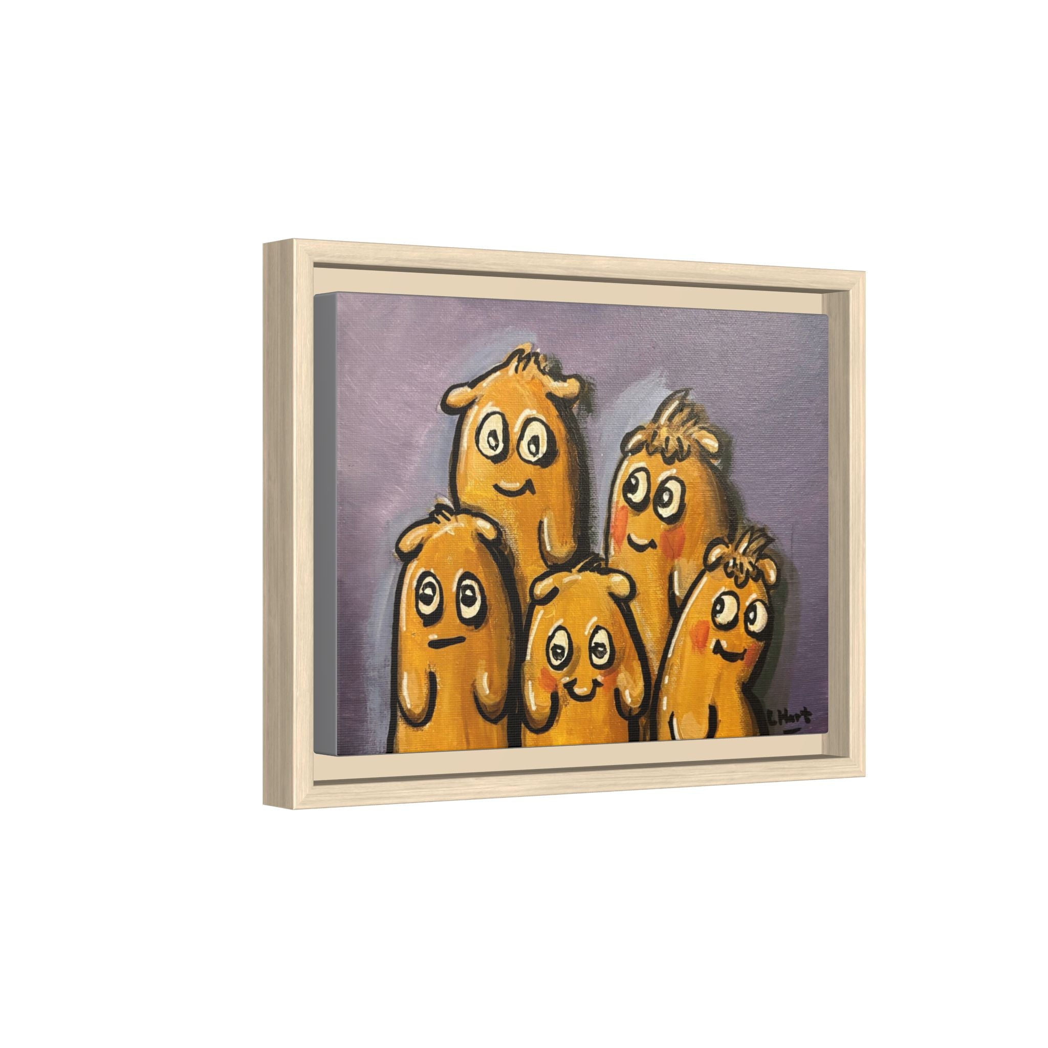 Whimsical Family Monsters Matte Canvas Framed Wall Art