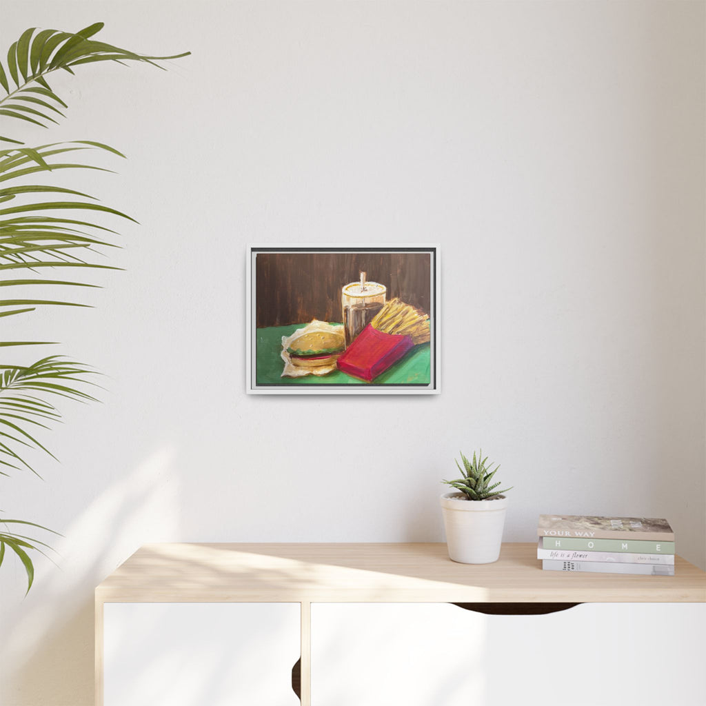 Burger and Fries Matte Canvas, Framed (Multi-color)