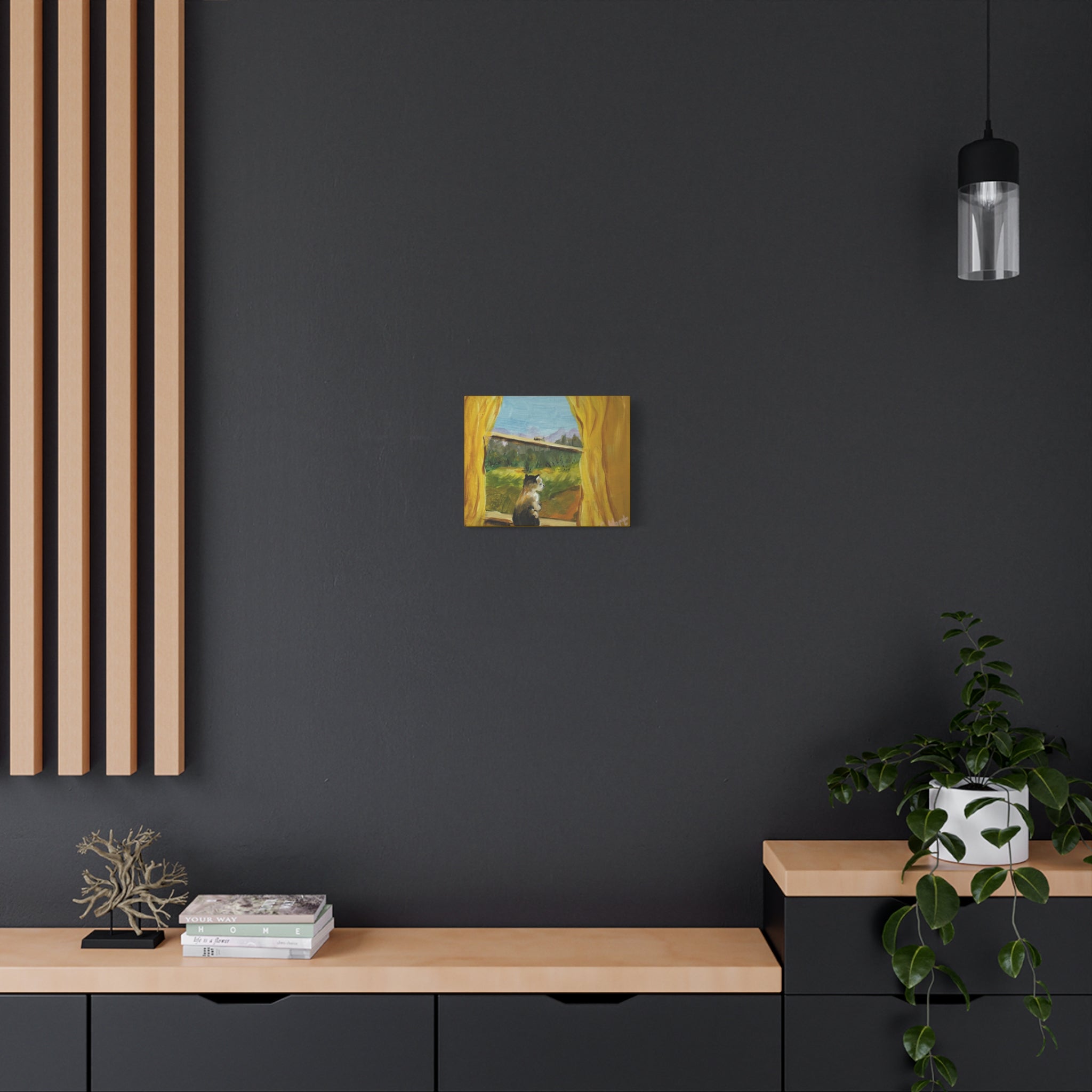 Thinking Cat - Matte Canvas Wall Art (Stretched 1.25")