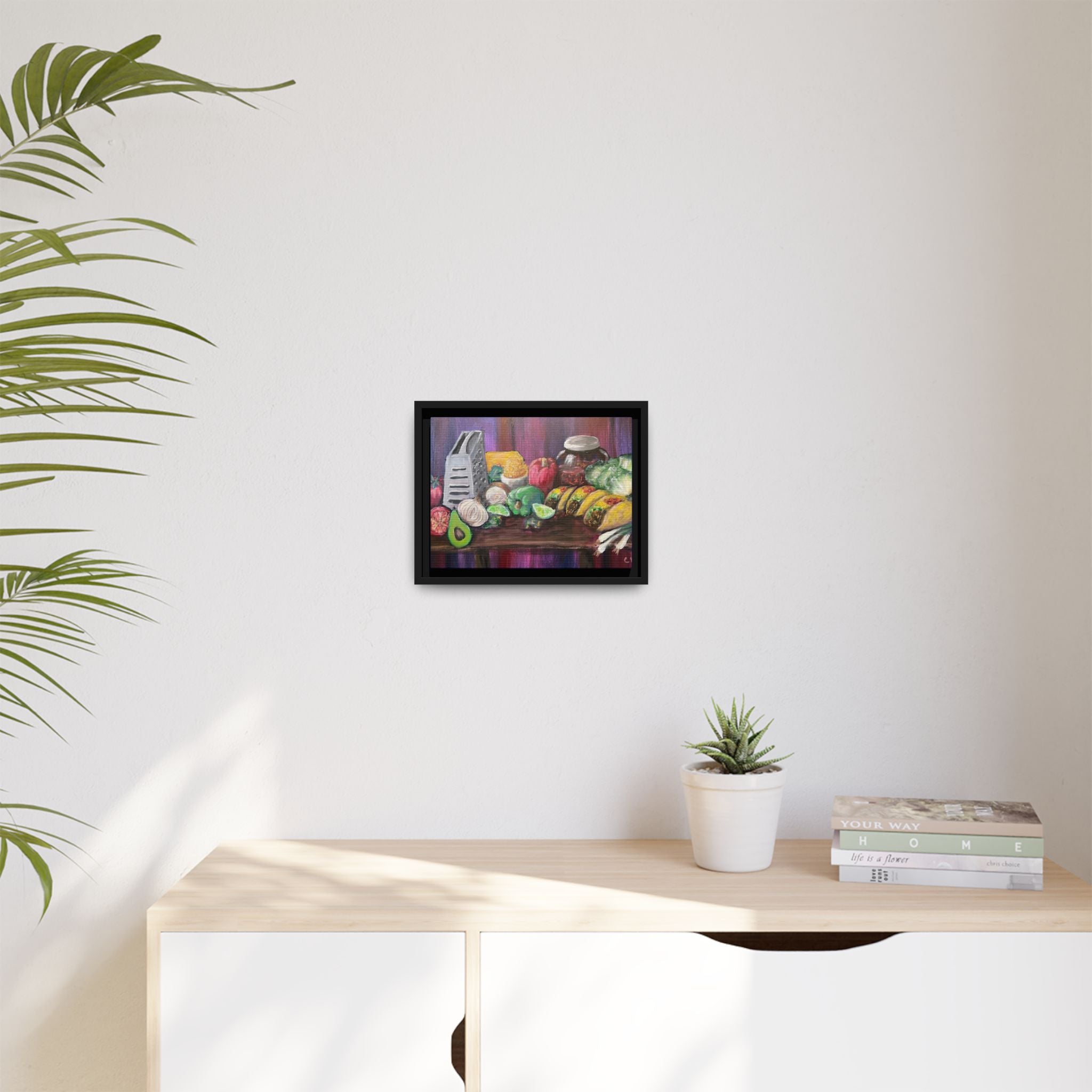 Taco Tuesday Framed Matte Canvas: Colorful Kitchen Still Life Painting