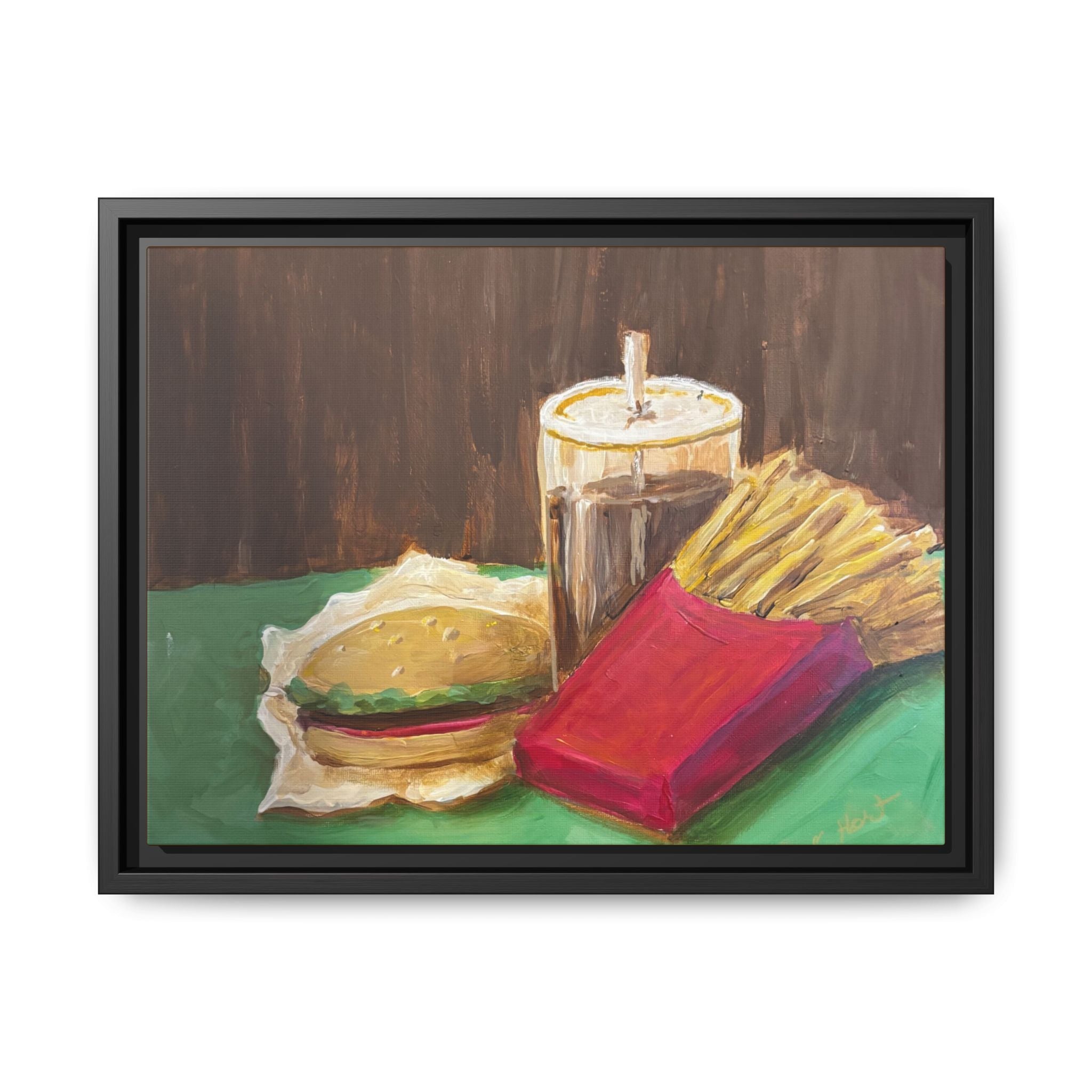 Burger and Fries Matte Canvas, Framed (Multi-color)
