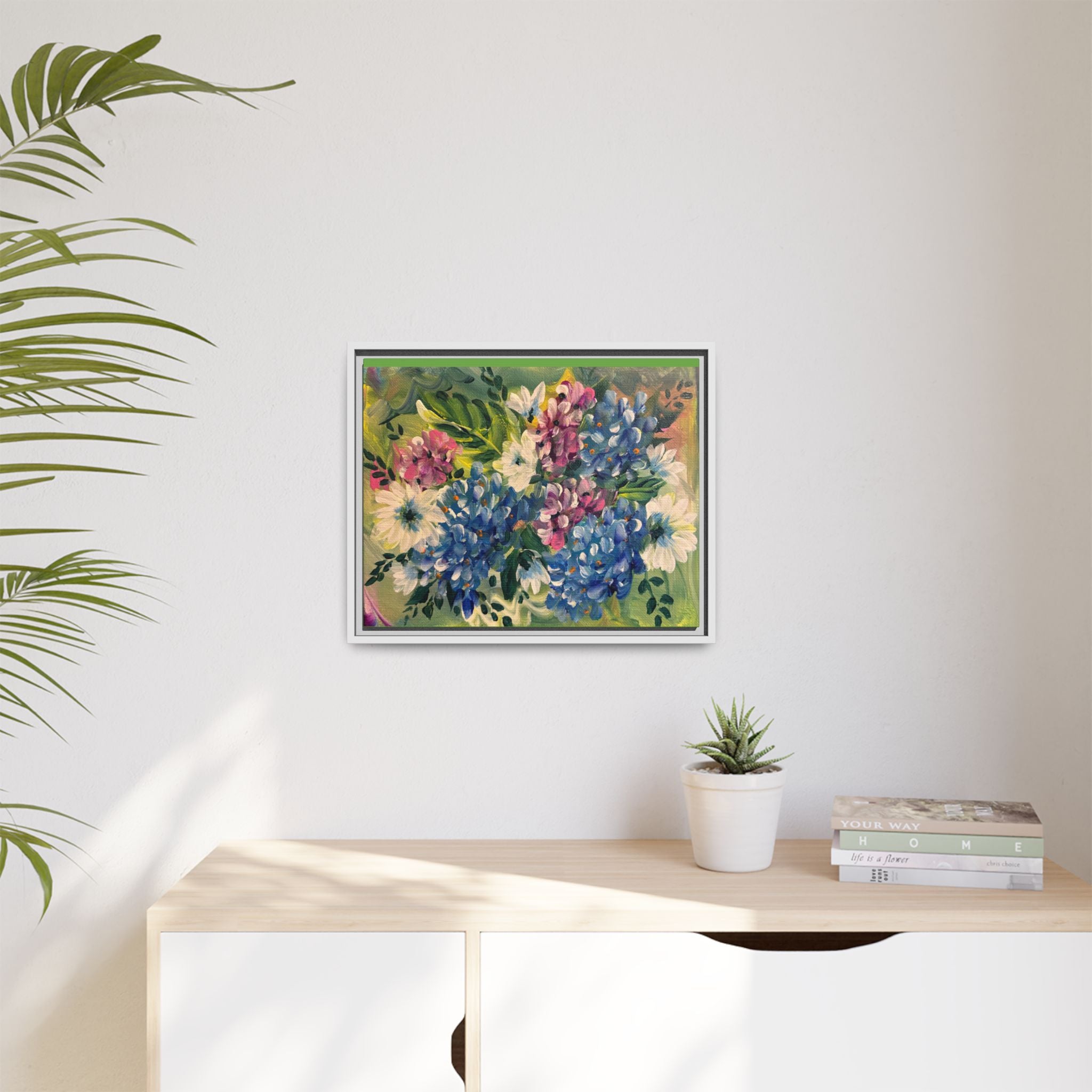 Floral Abstract Matte Canvas, Framed (Multi-color)