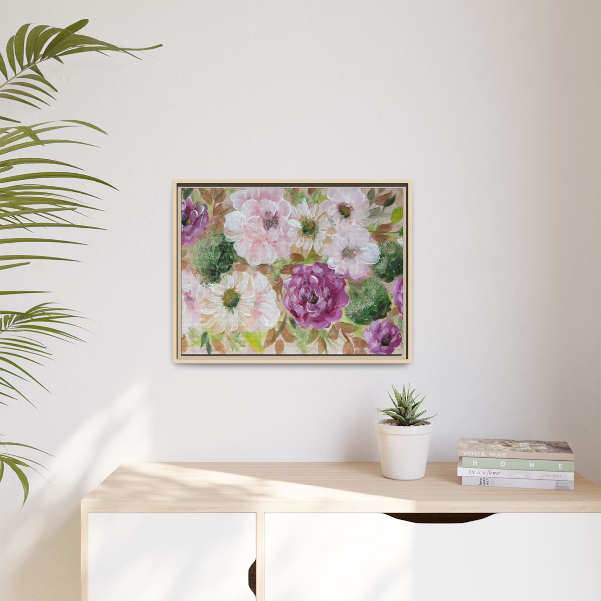 Floral Canvas Print — Pink & Mauve Watercolor Peonies