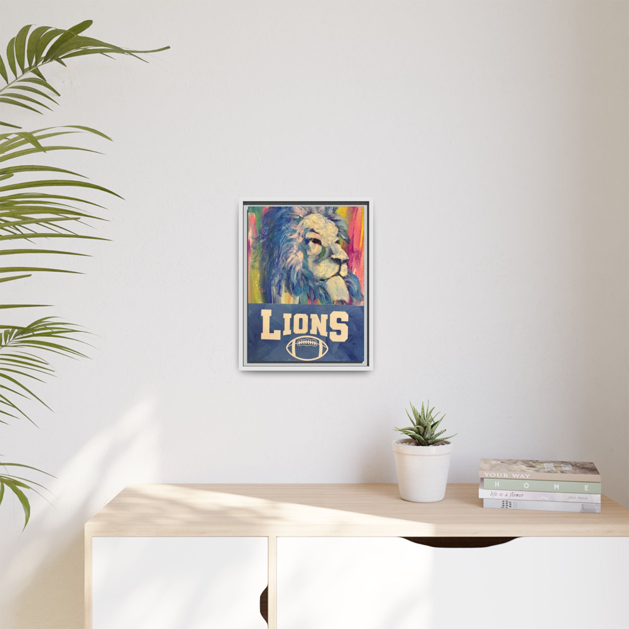 Lion, Matte Canvas, Framed (Multi-color)