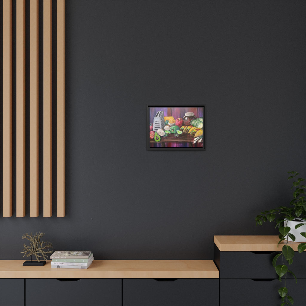 Taco Tuesday Framed Matte Canvas: Colorful Kitchen Still Life Painting