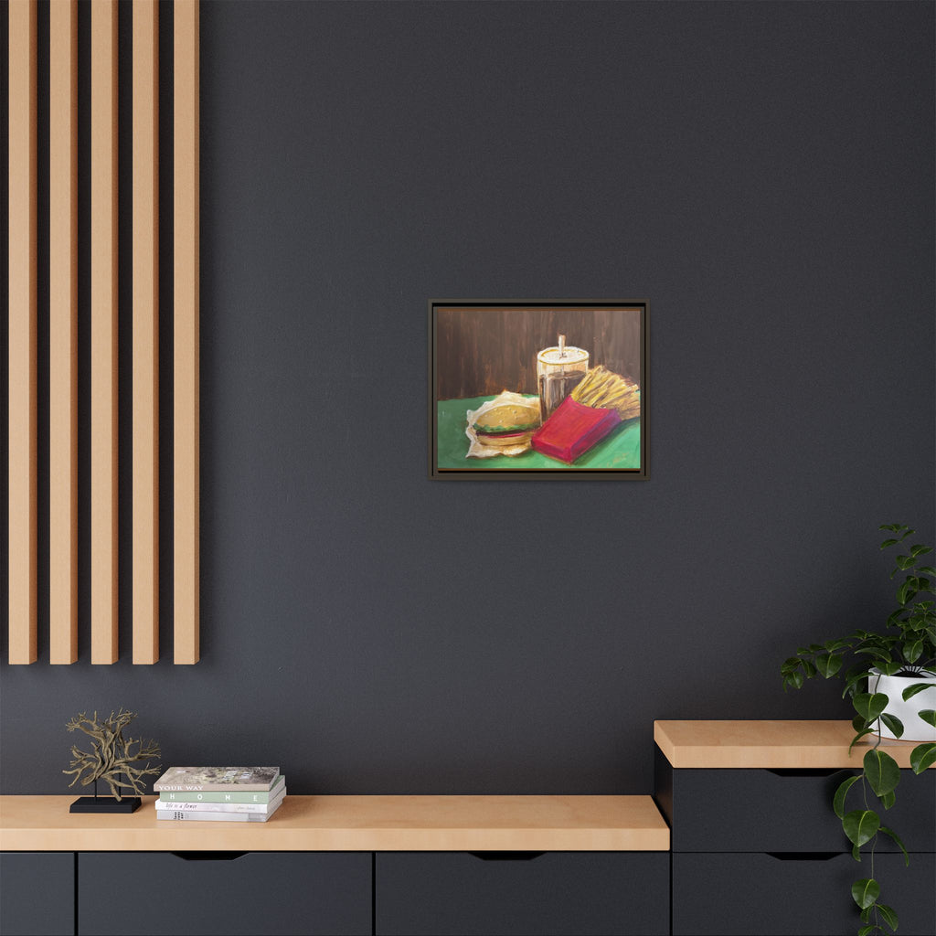 Burger and Fries Matte Canvas, Framed (Multi-color)