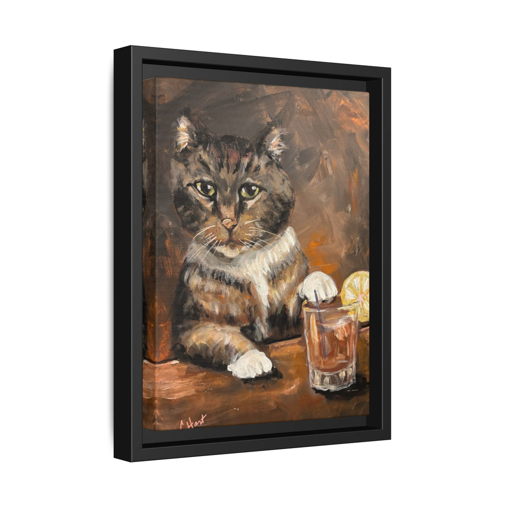 Tabby Cat With Drink - Matte Canvas Wall Art