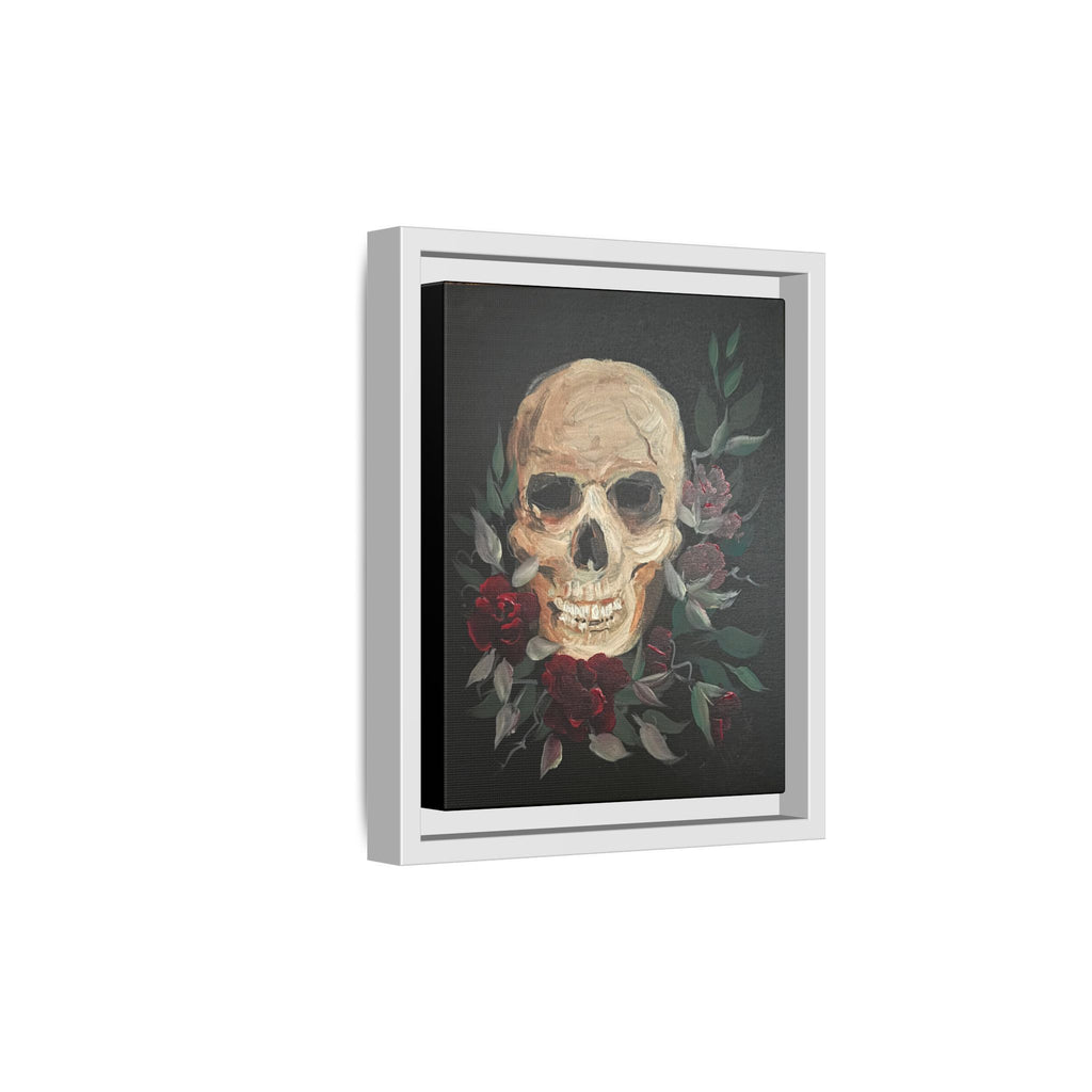 Framed Matte Canvas Skull & Roses Wall Art — Dark Gothic Home Decor