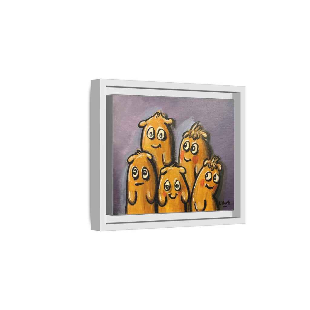 Whimsical Family Monsters Matte Canvas Framed Wall Art