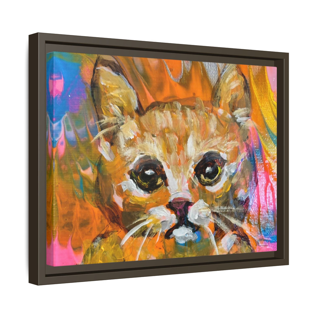 Framed Matte Canvas: Colorful Abstract Ginger Cat Wall Art