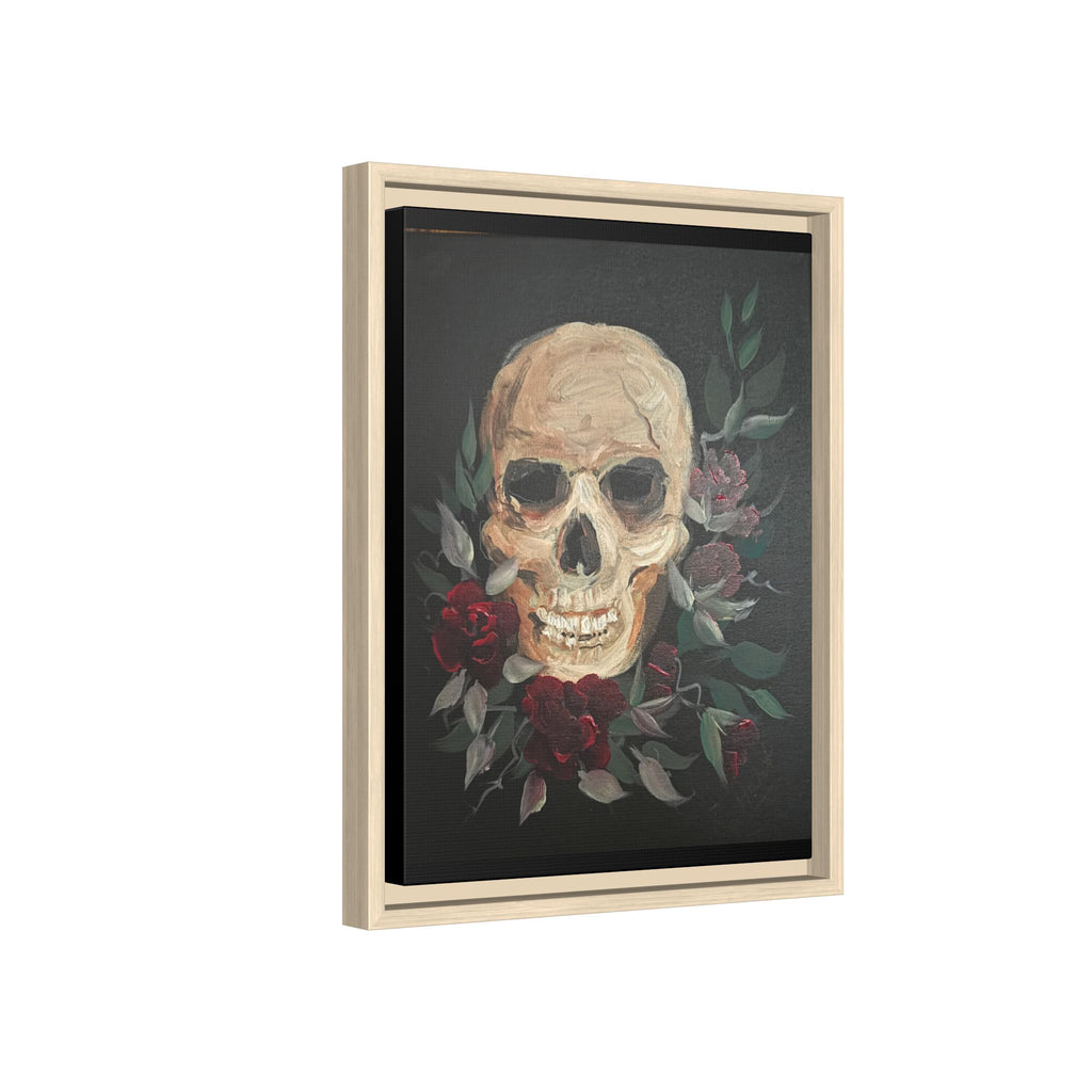 Framed Matte Canvas Skull & Roses Wall Art — Dark Gothic Home Decor
