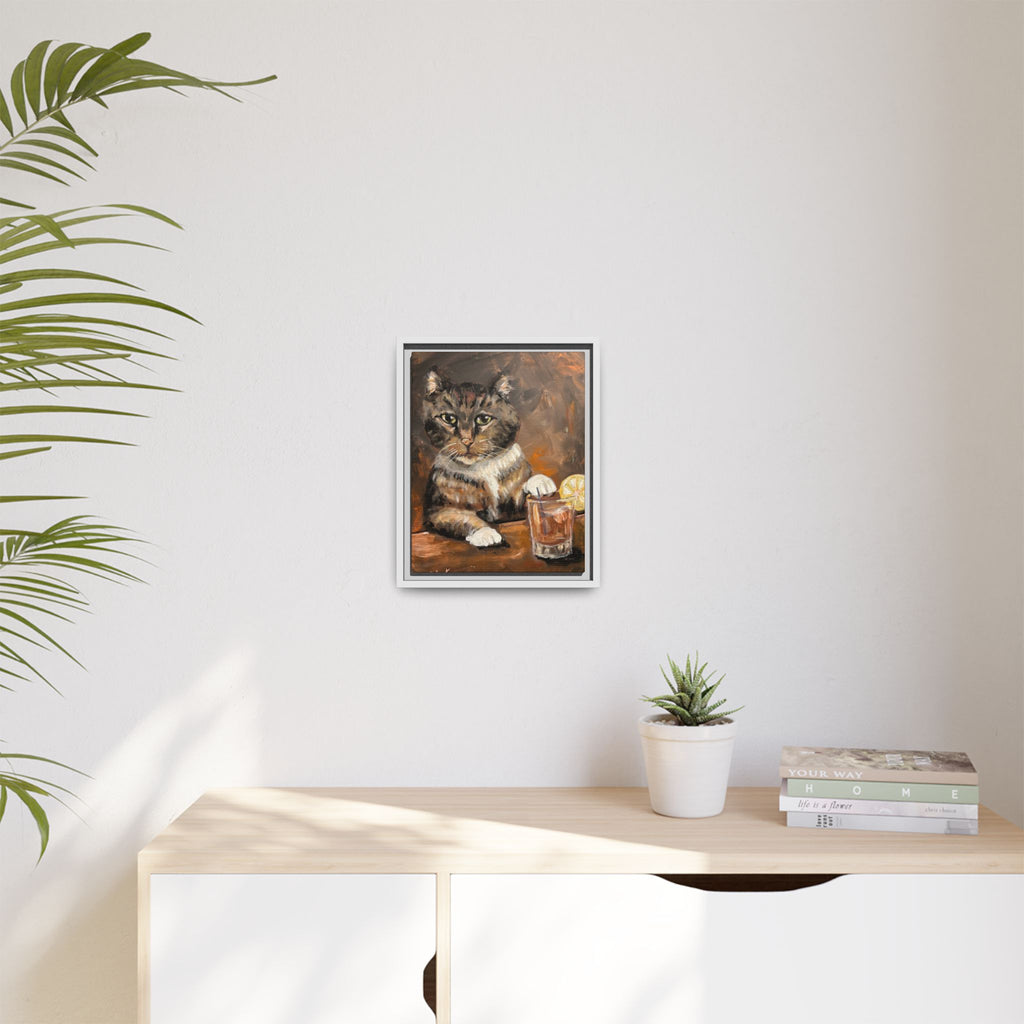 Tabby Cat With Drink - Matte Canvas Wall Art