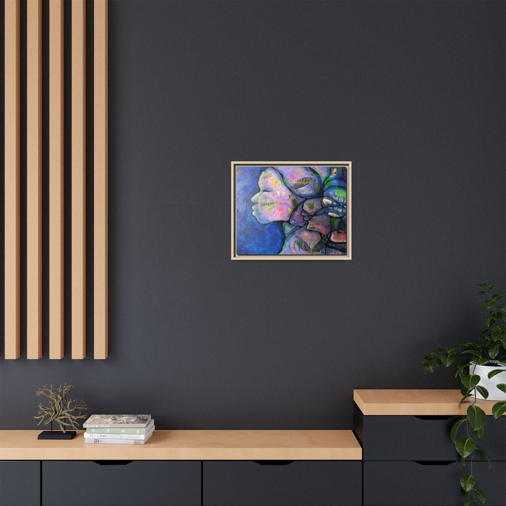 Abstract Woman Framed Matte Canvas Art — Colorful Abstract Profile Portrait