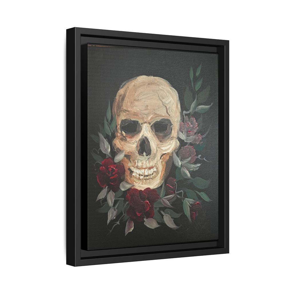 Framed Matte Canvas Skull & Roses Wall Art — Dark Gothic Home Decor