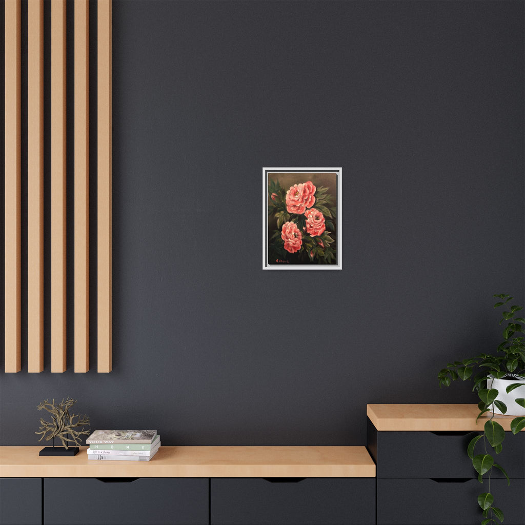 Framed Floral Canvas Art — Pink Peonies Matte Print