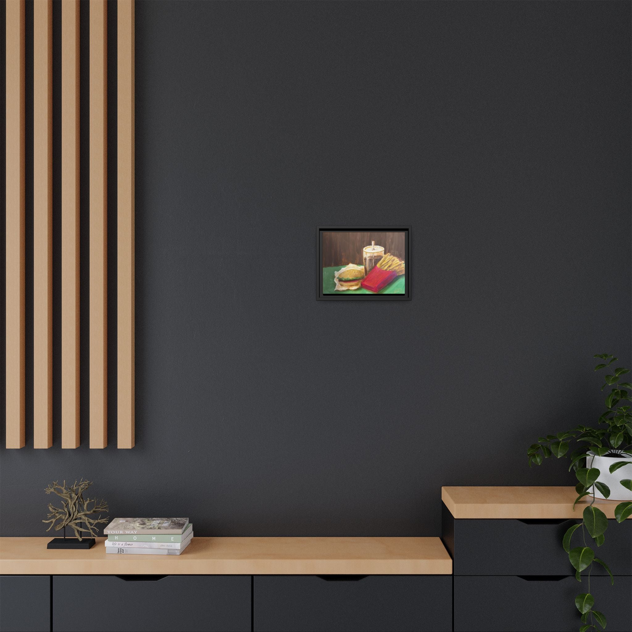 Burger and Fries Matte Canvas, Framed (Multi-color)