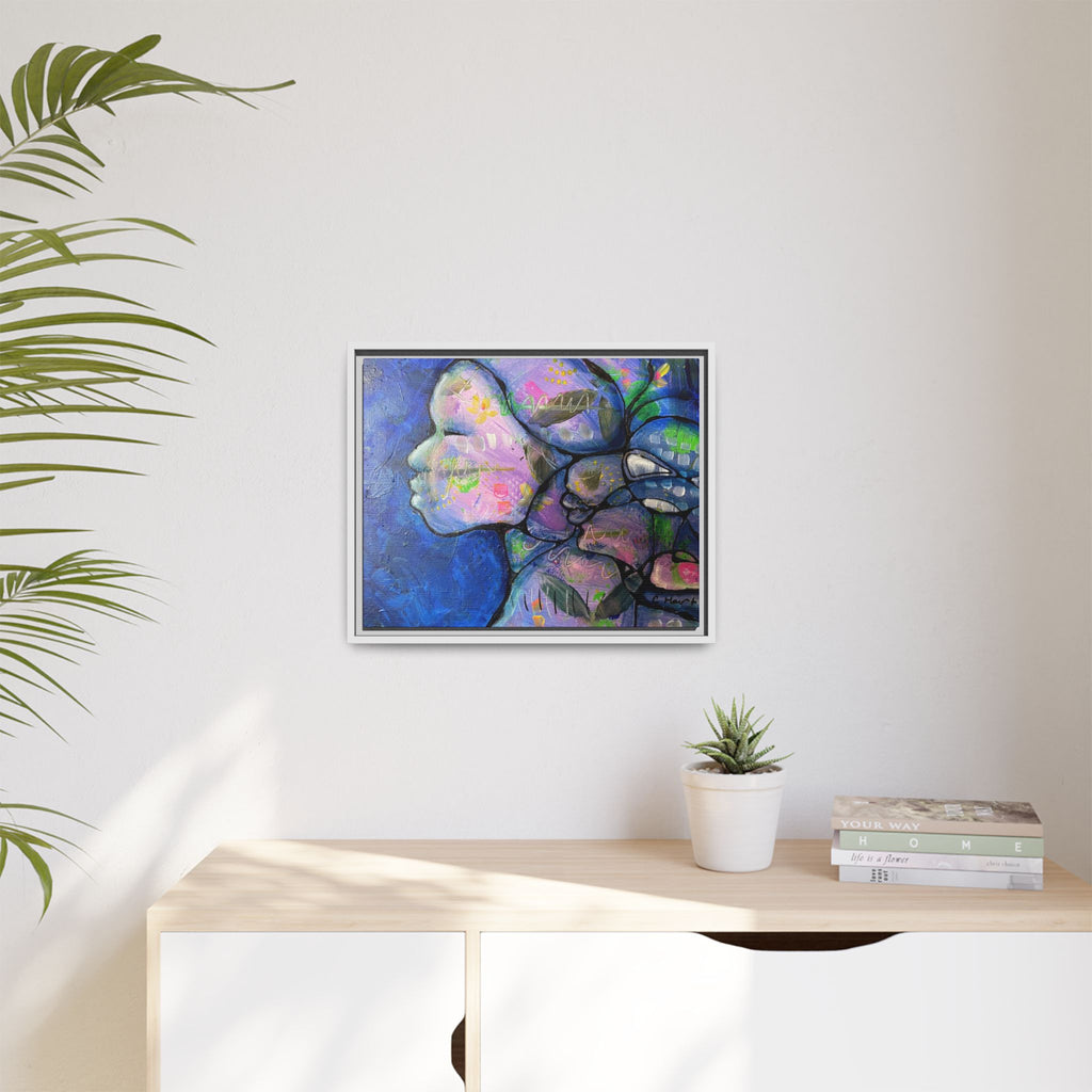 Abstract Woman Framed Matte Canvas Art — Colorful Abstract Profile Portrait