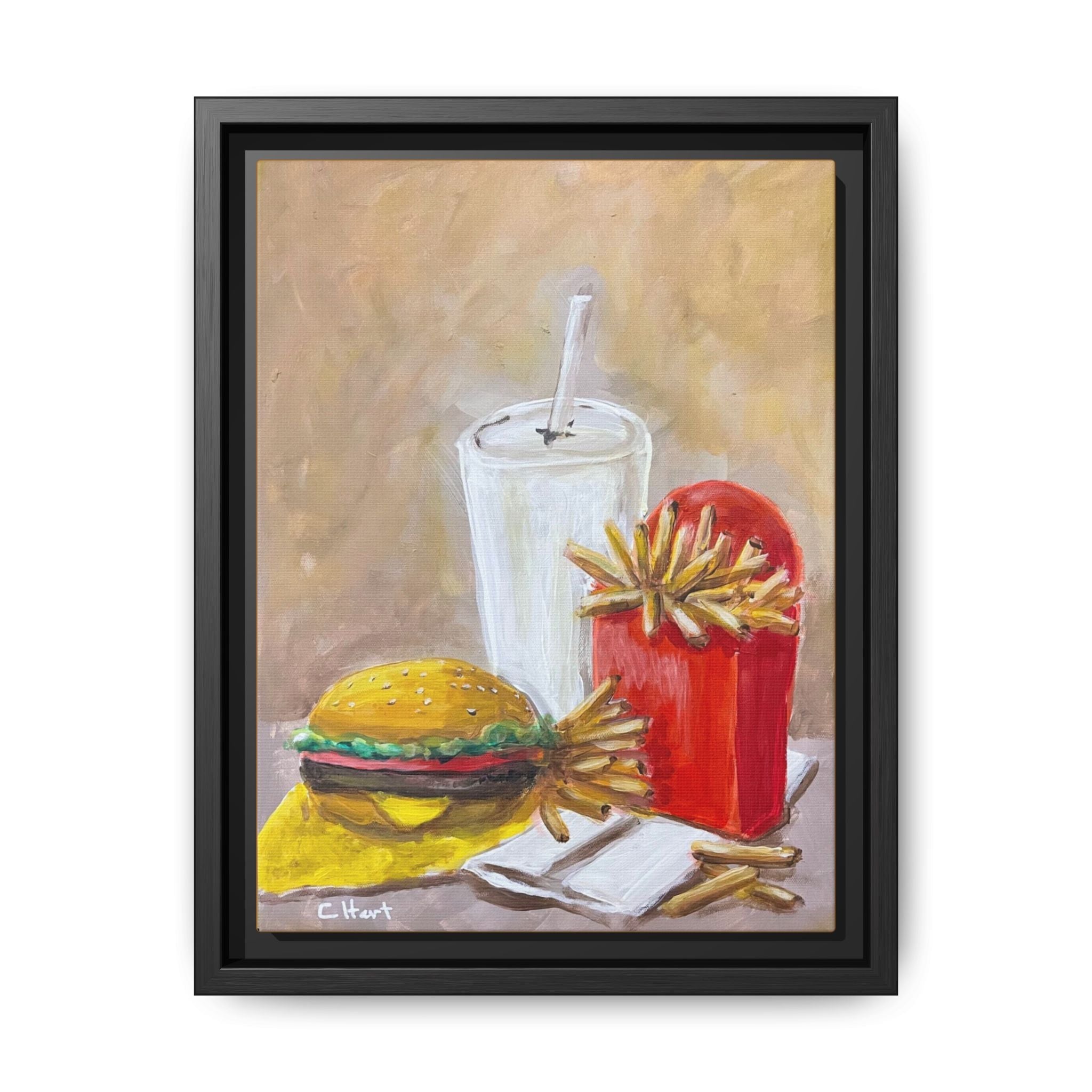 Fast Food Still Life Matte Canvas Framed Wall Art