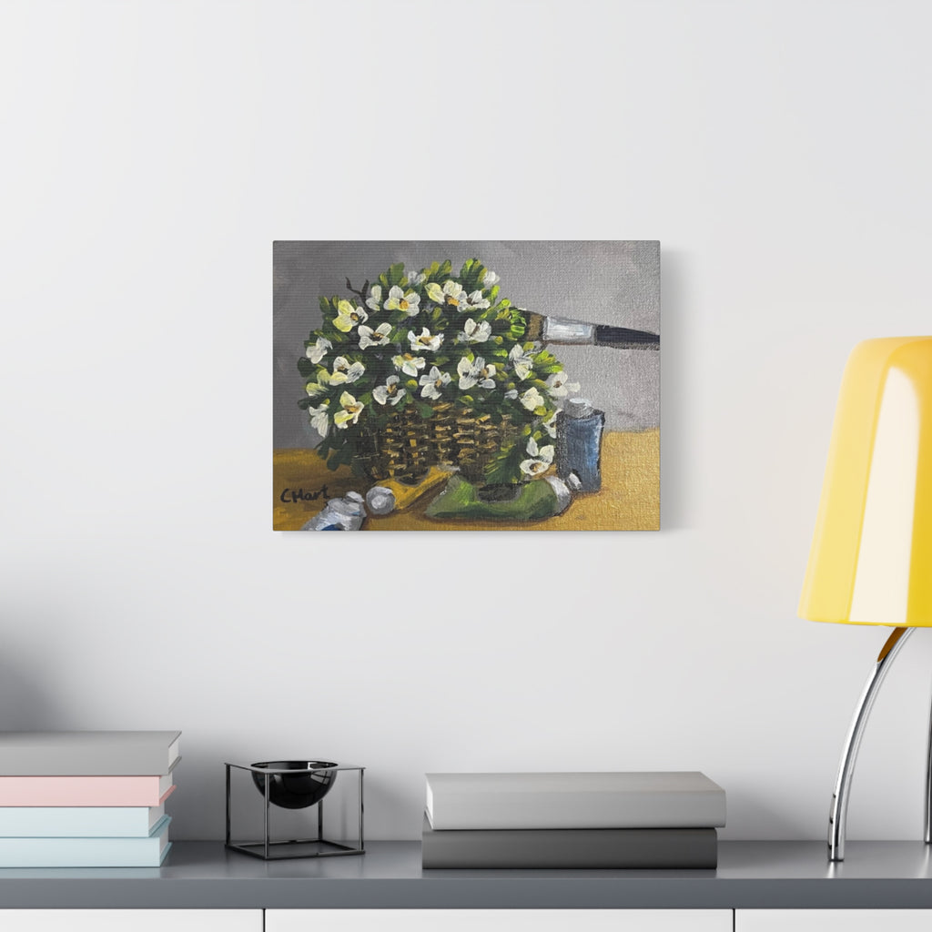 Flower Painting, Matte Printed Canvas, Stretched, 1.25"