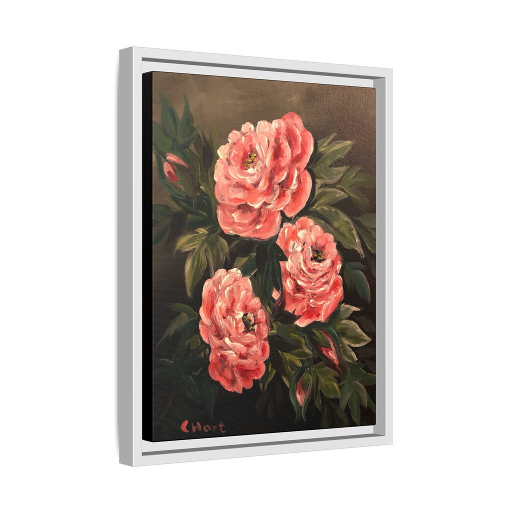 Framed Floral Canvas Art — Pink Peonies Matte Print