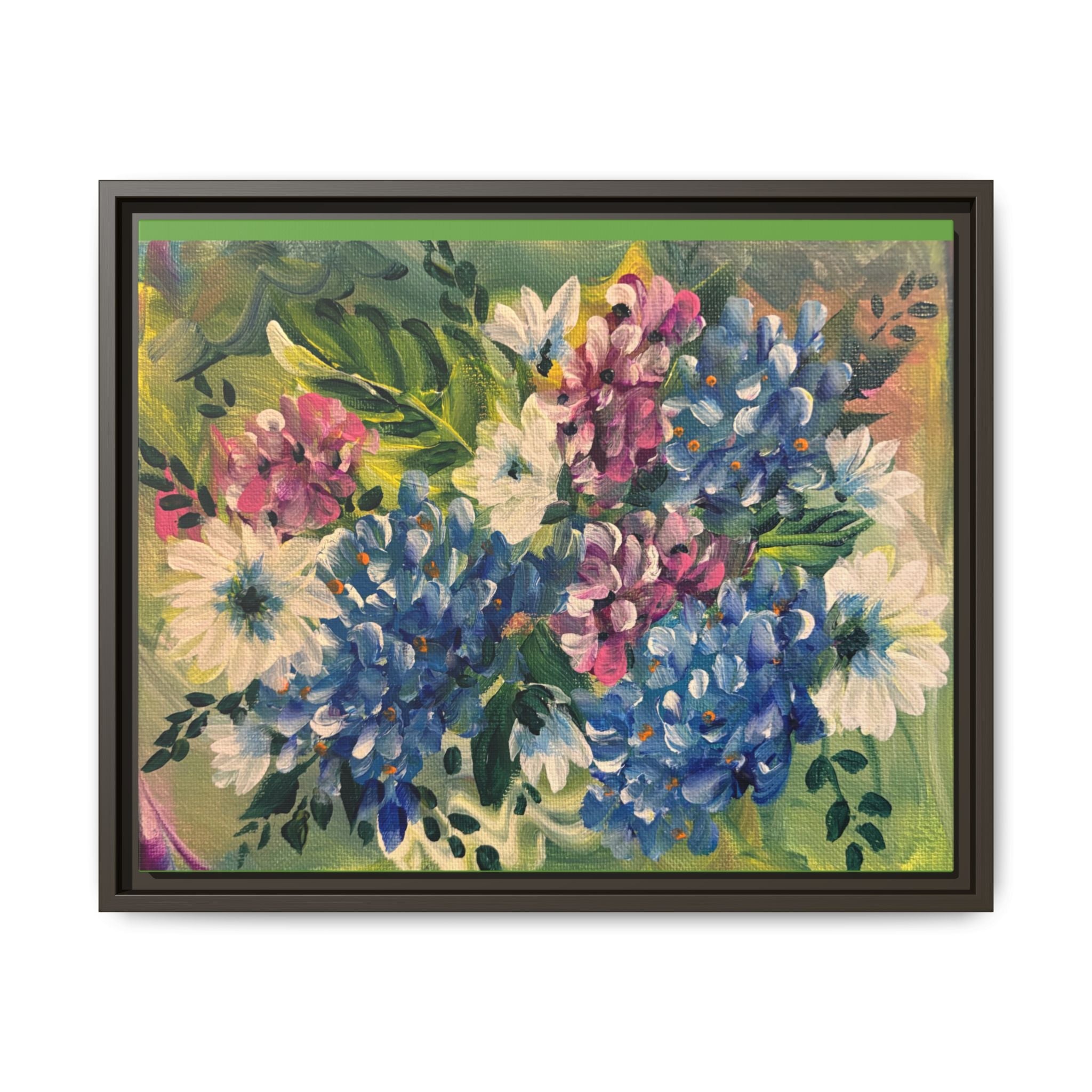 Floral Abstract Matte Canvas, Framed (Multi-color)