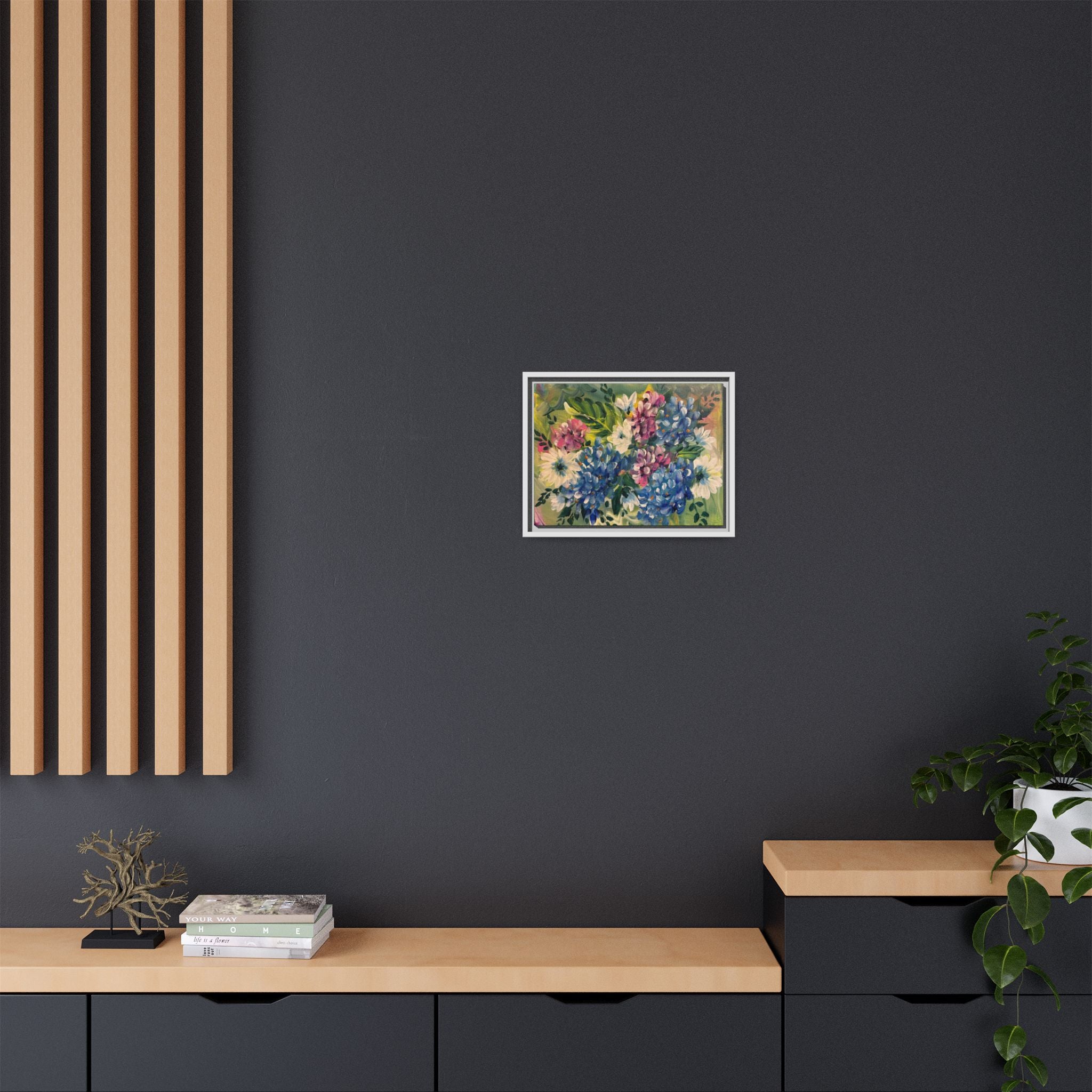 Floral Abstract Matte Canvas, Framed (Multi-color)
