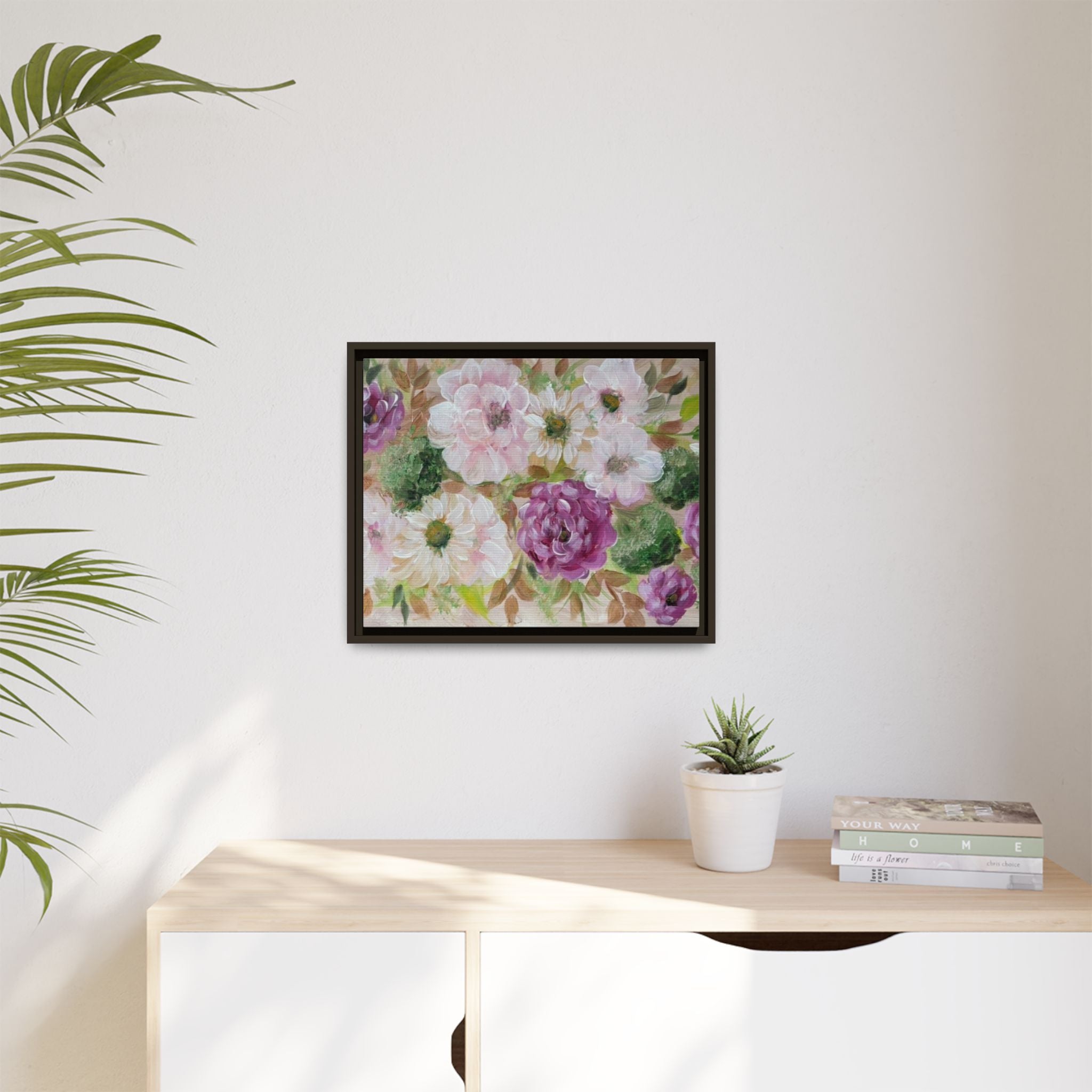 Floral Canvas Print — Pink & Mauve Watercolor Peonies