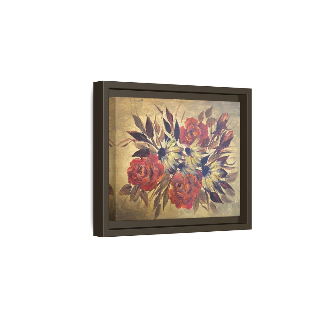 Framed Floral Canvas Wall Art — Vintage Rose Bouquet Matte Print