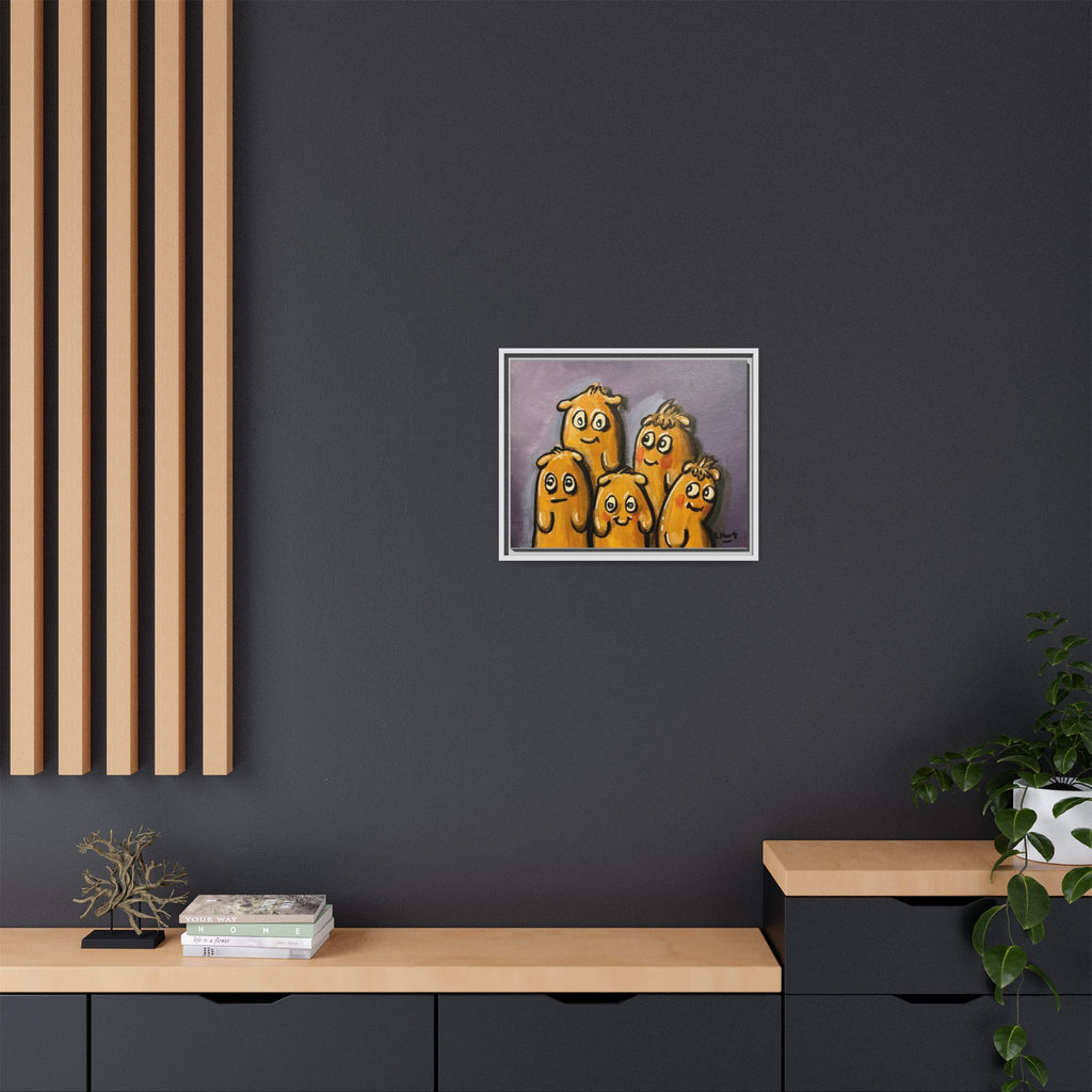 Whimsical Family Monsters Matte Canvas Framed Wall Art